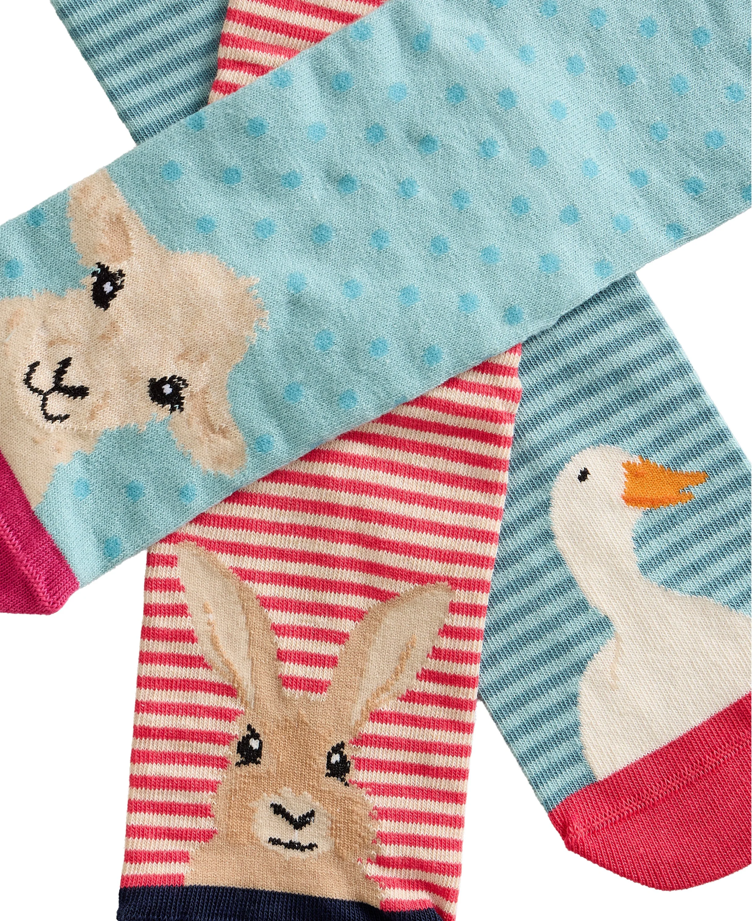 3 Pack Farmyard Socks - Blue Multi - Image 2