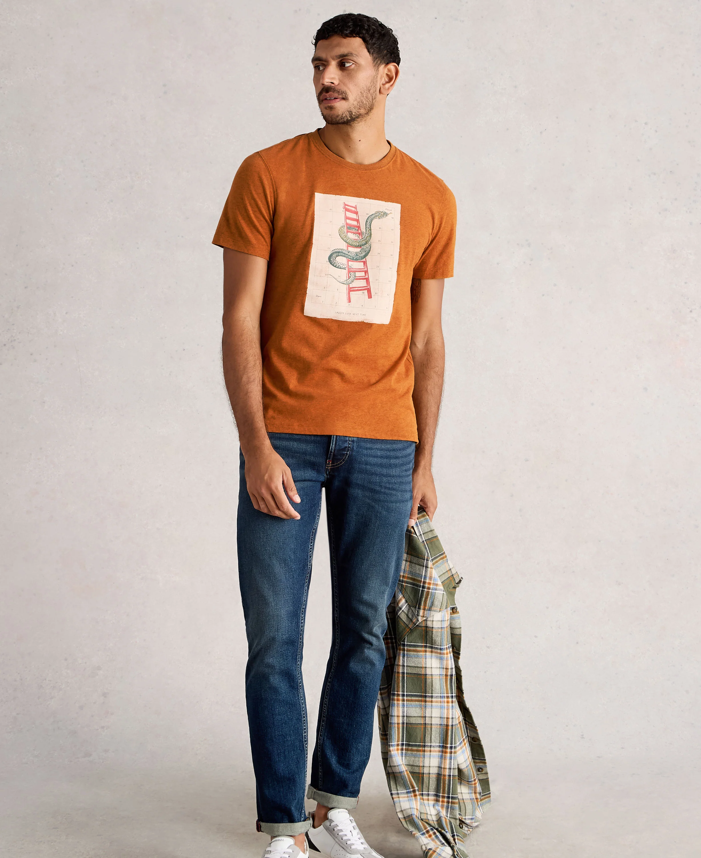 Abersoch Graphic Boardgame Tee - Orange Print - Image 2