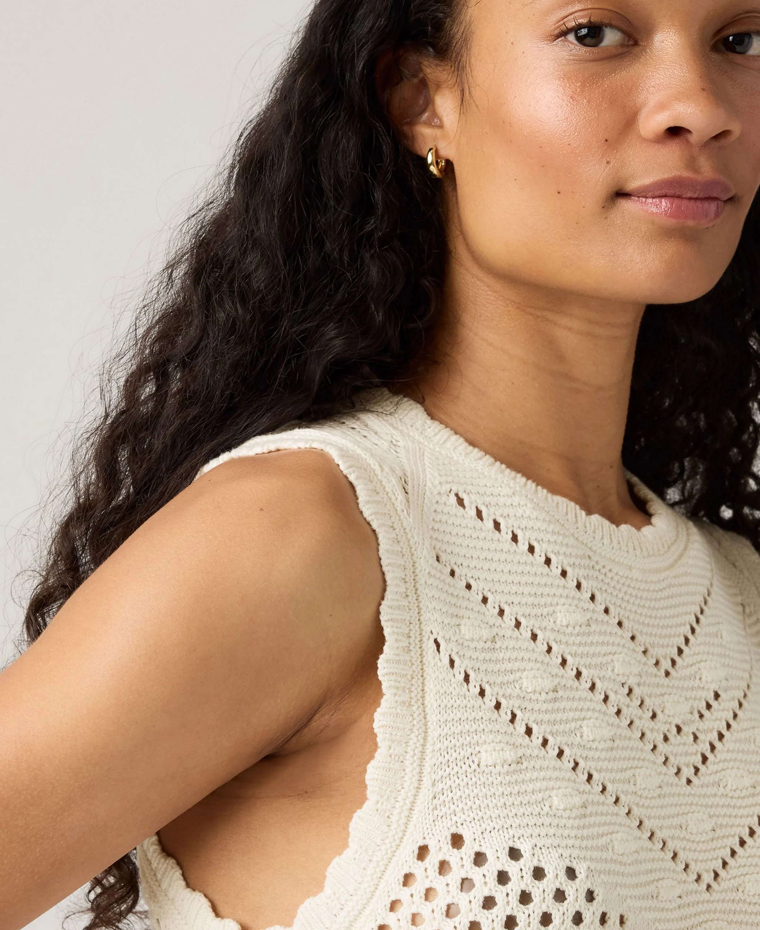 Adrienne Crochet Tank - Egret - Image 4