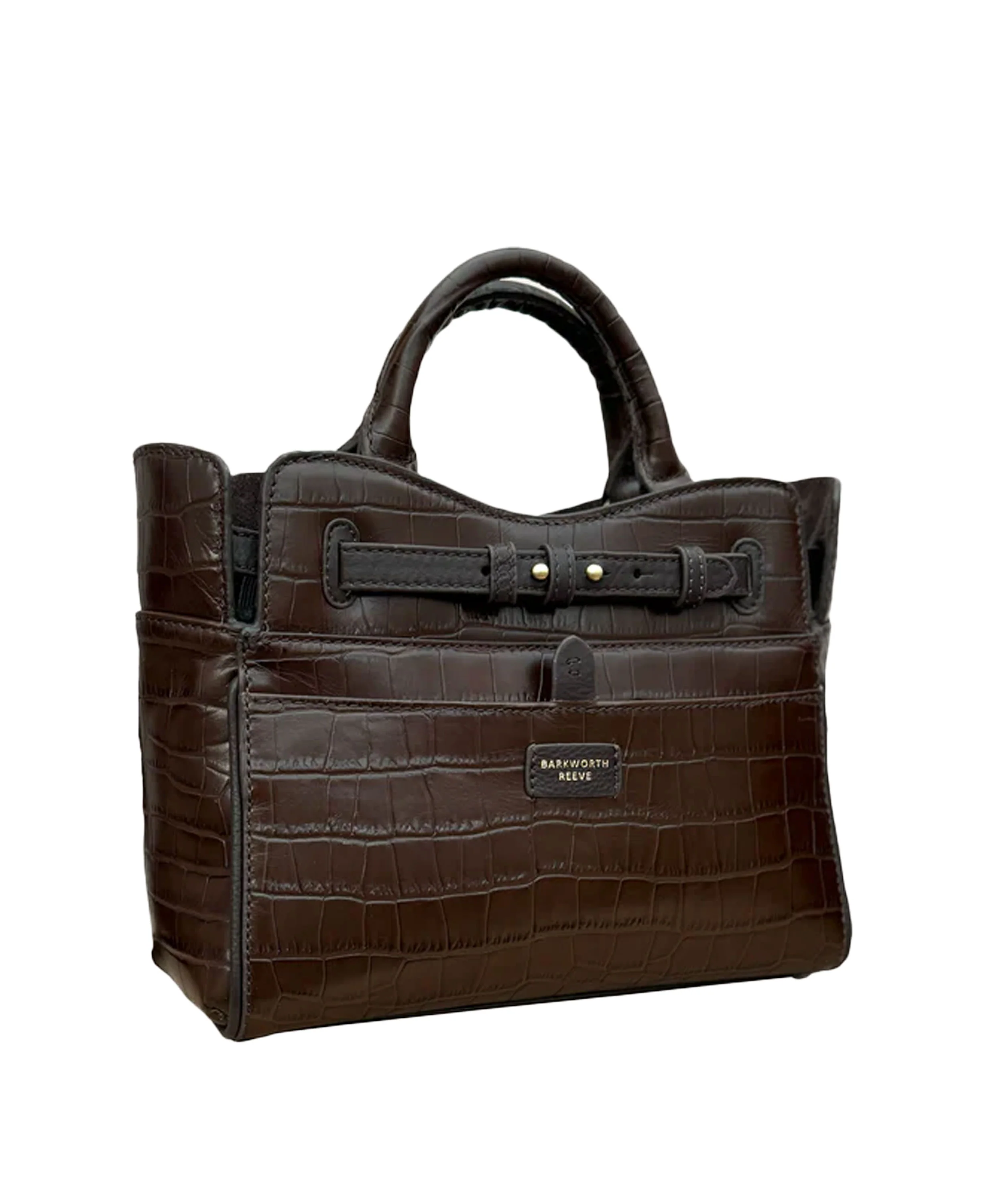 Ambridge Leather Handheld Bag w/Shoulder Strap - Chocolate Leather Croc - Image 4