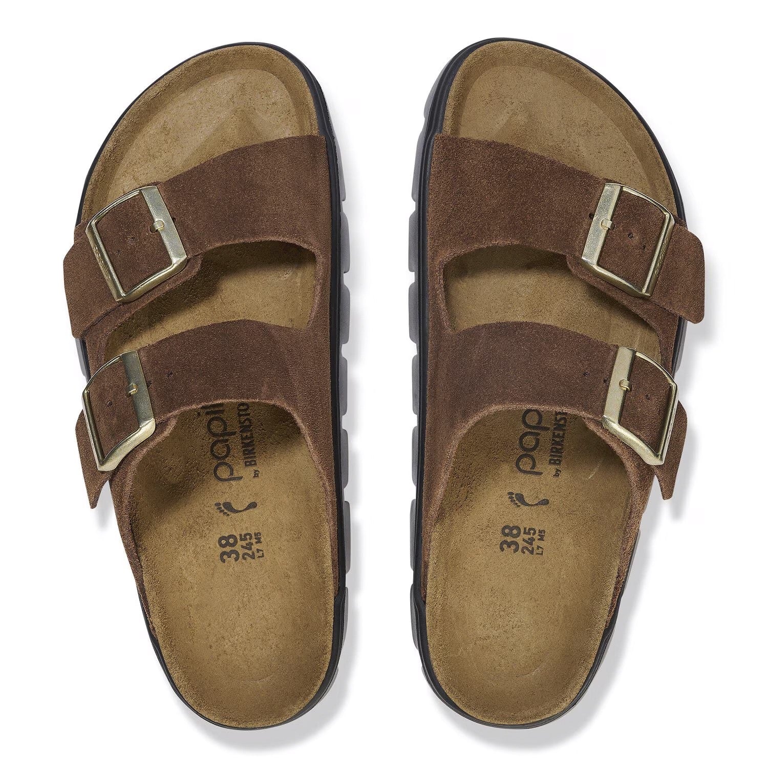 Arizona Platform Suede Leather - Dark Tea/Black - Image 11