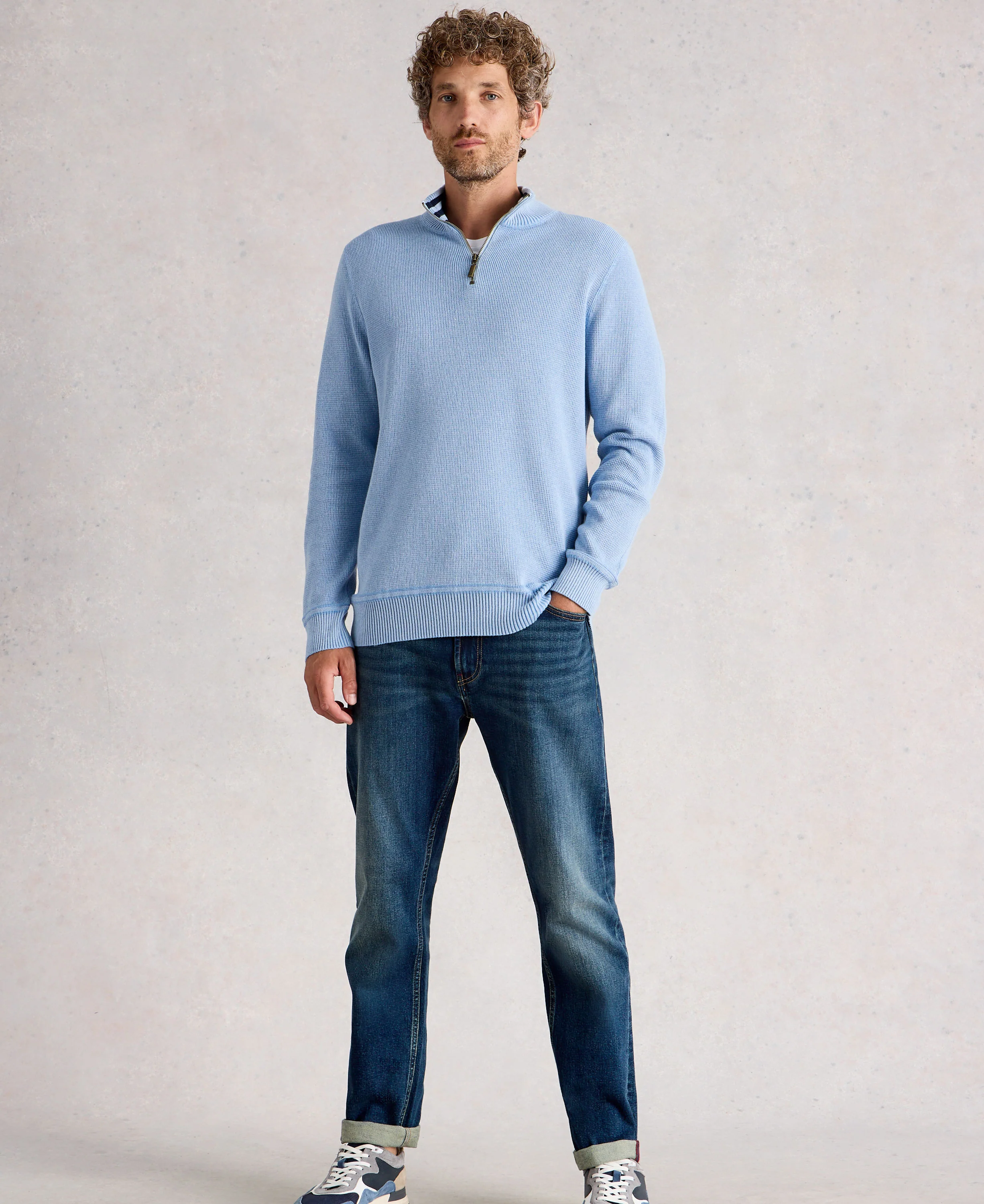 Attadale Funnel Neck Jumper - Light Blue - Image 4