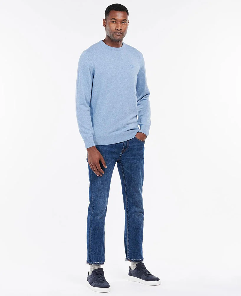 Pima Cotton Crew Neck Jumper - Dark Chambray - Image 5