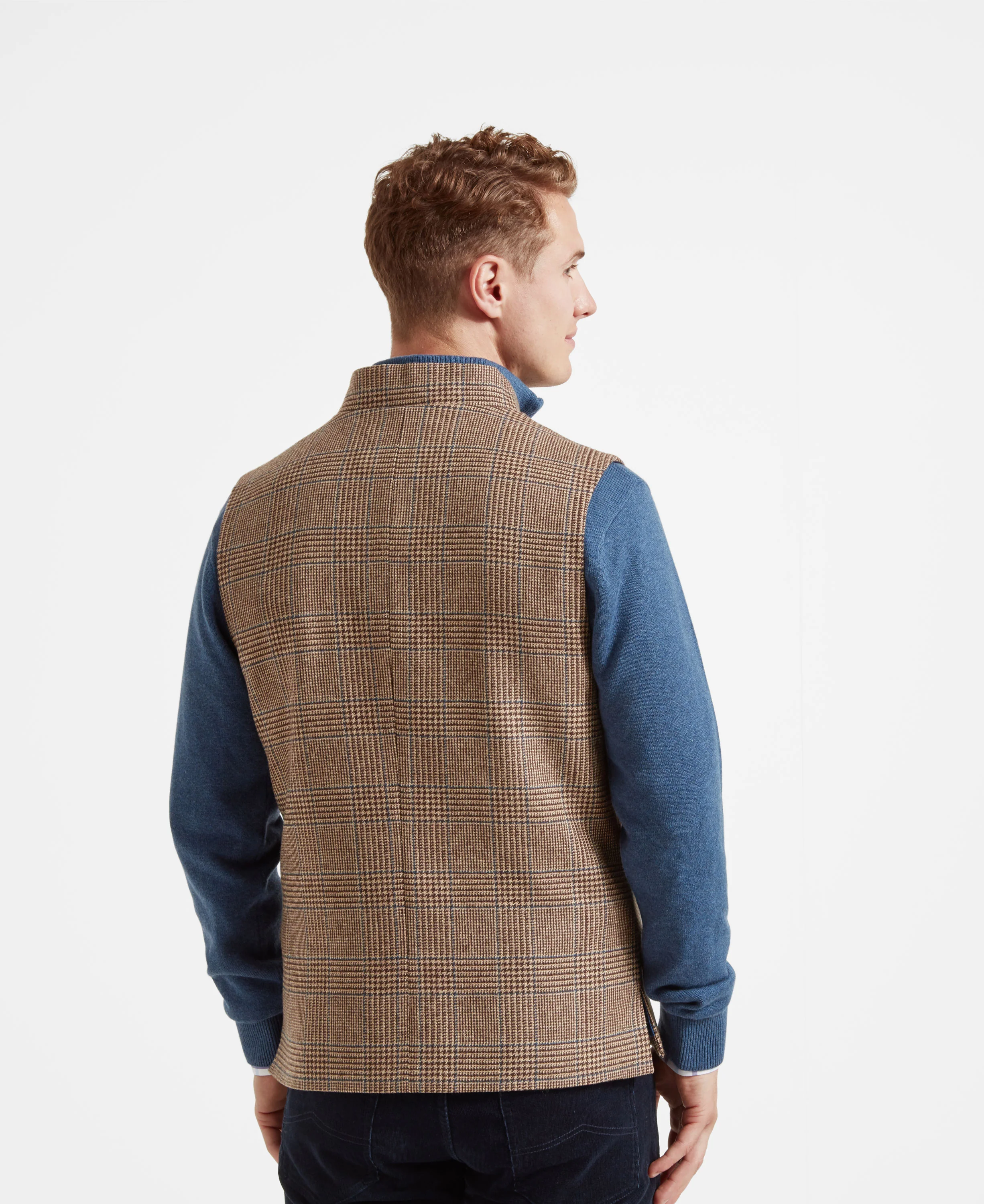 Berwick Nehru Tweed Waistcoat - Hawick Tweed 6803 - Image 3