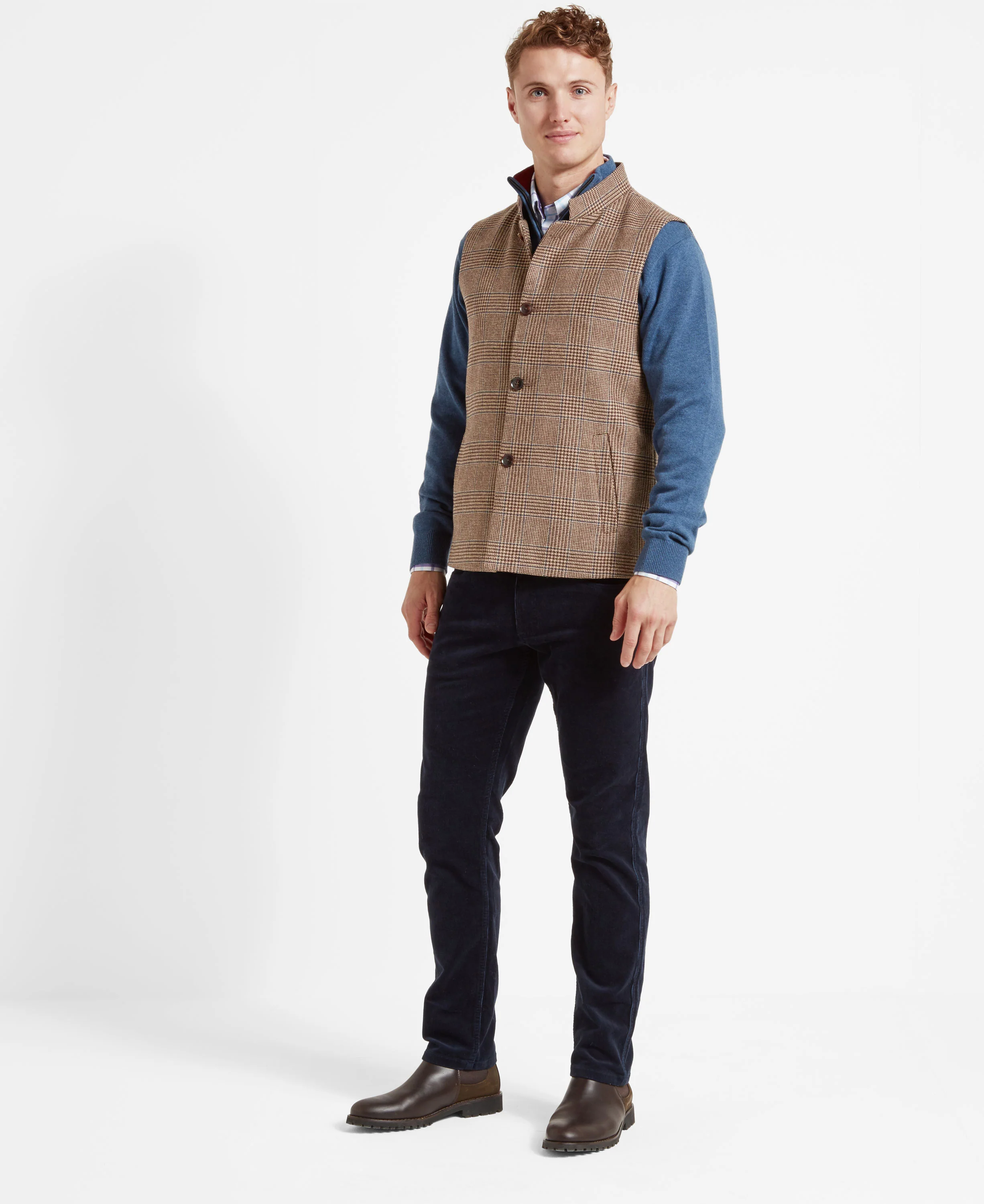 Berwick Nehru Tweed Waistcoat - Hawick Tweed 6803 - Image 4