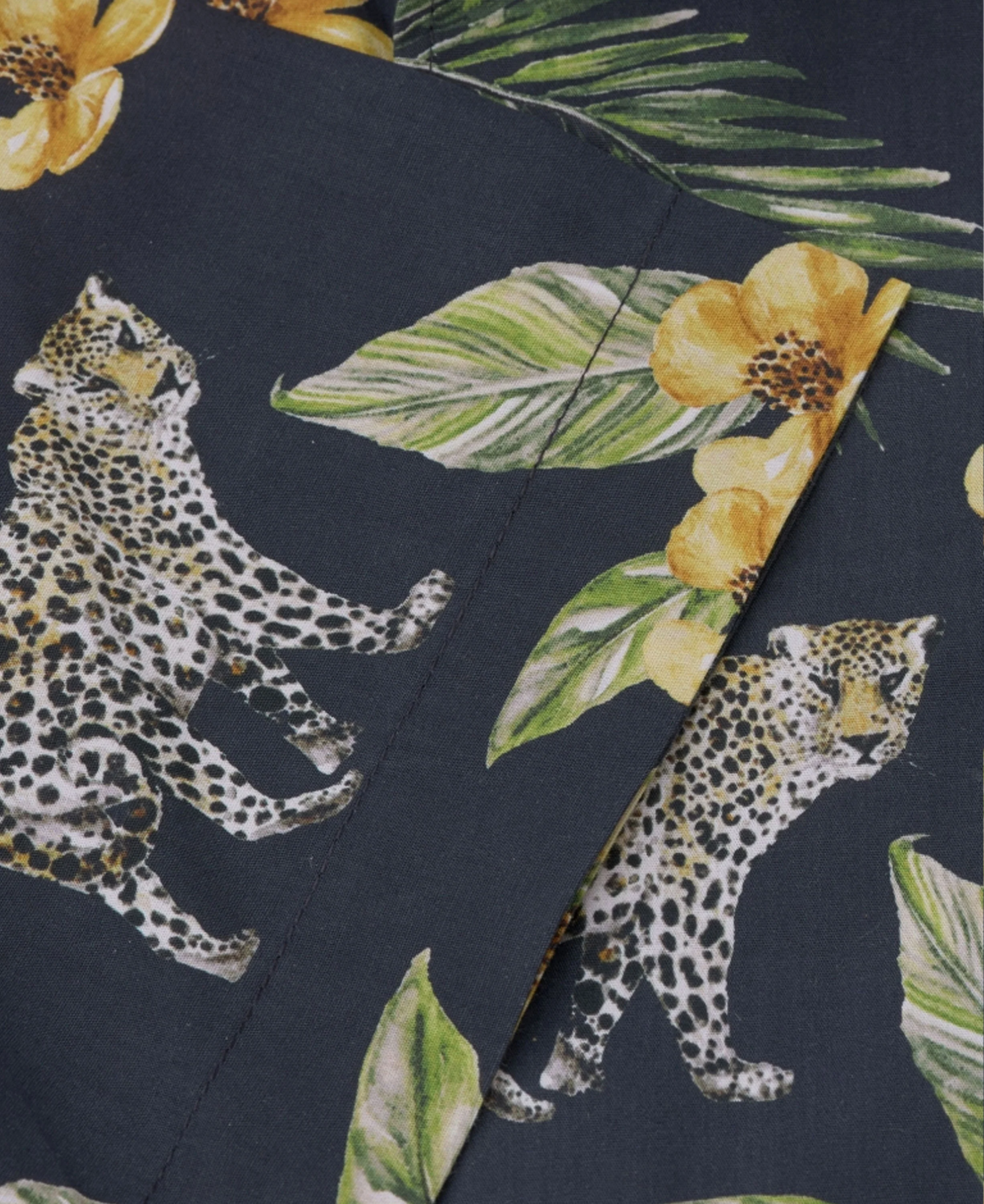 Black Leopard Short Sleeve Shirt Regular Fit - Black - Image 5