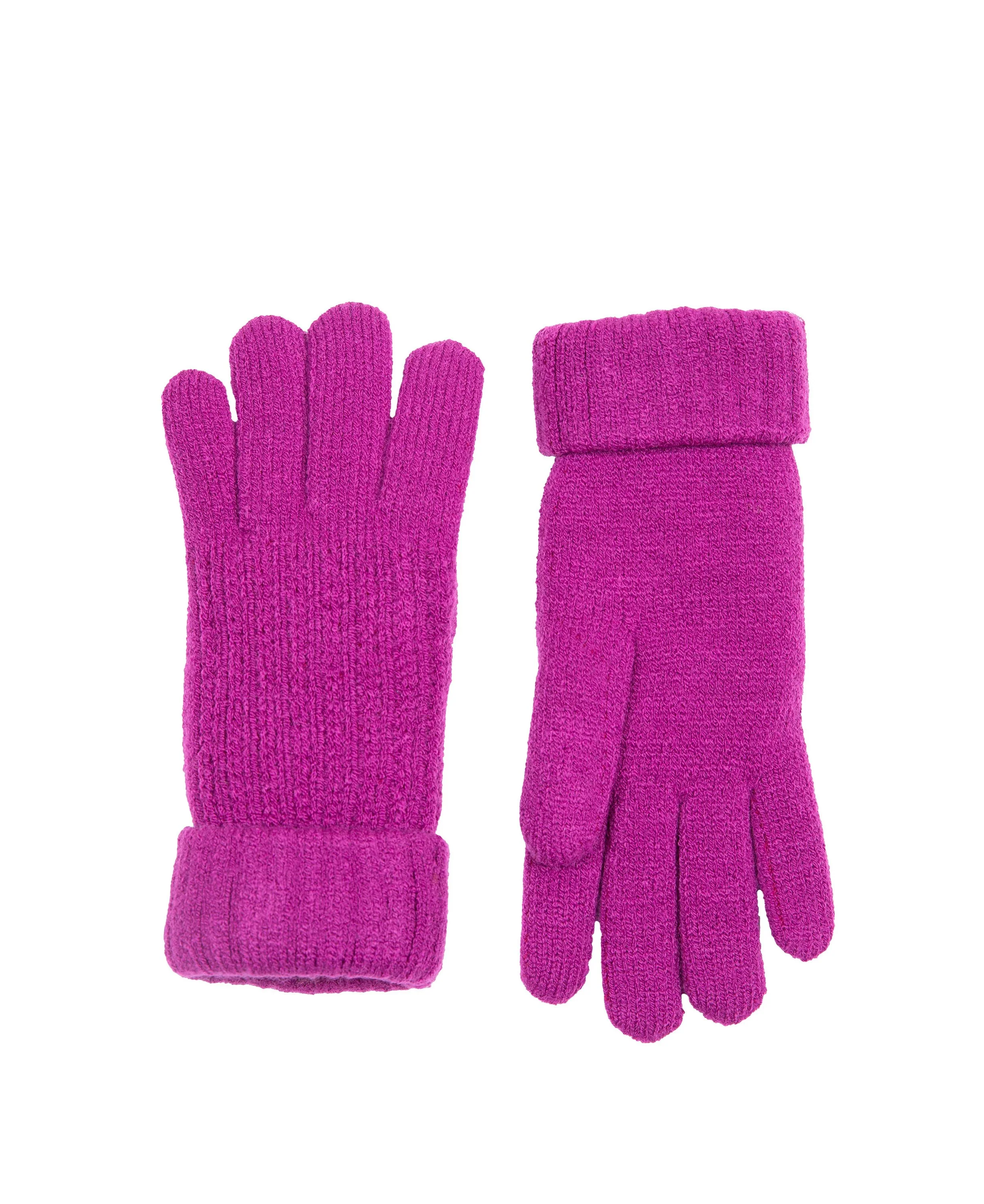 Bold Colour Knitted Gloves With Turn Back Cuffs - Orchid - Image 2