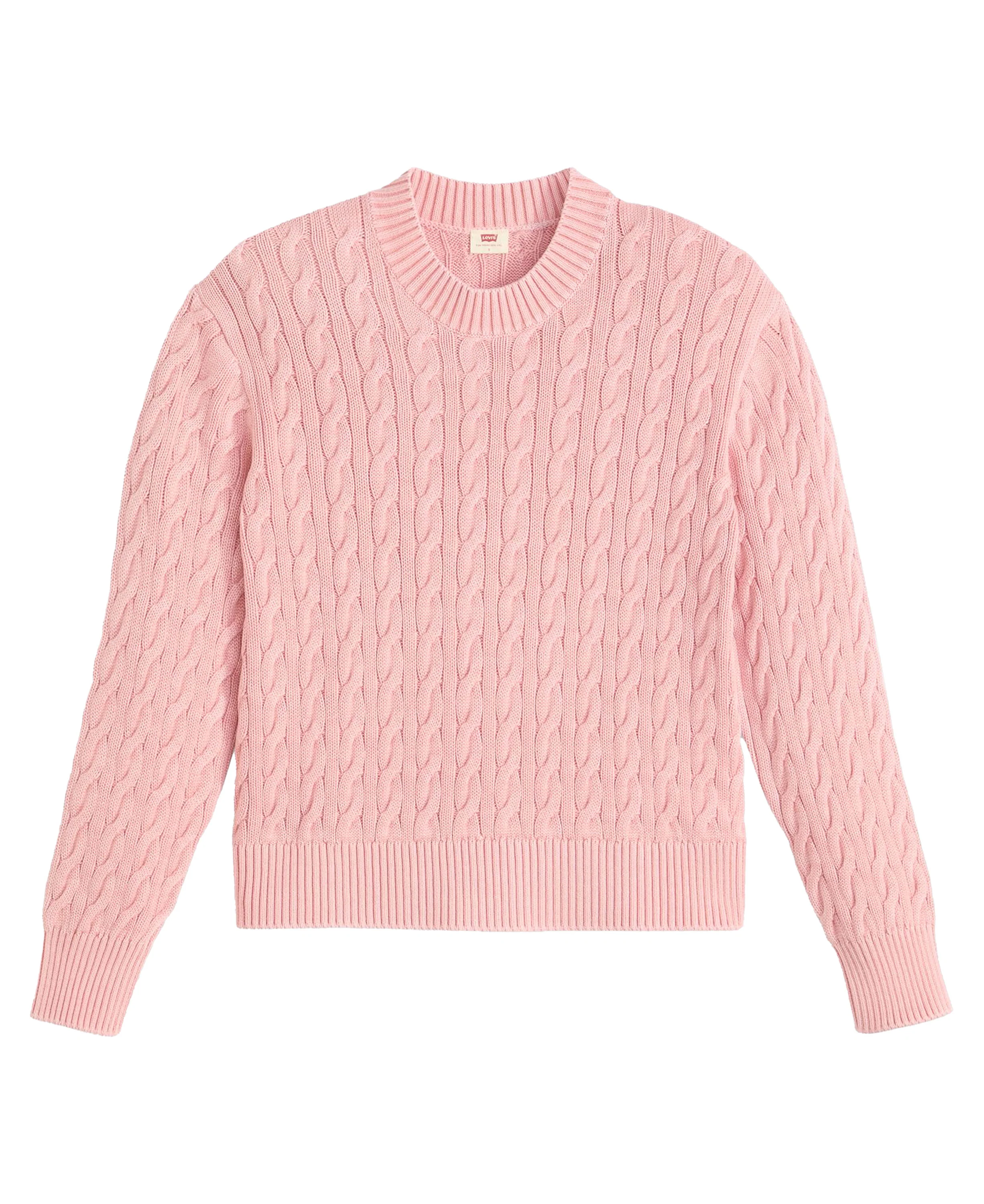 Boyfriend Cable Crew Pullover - Pink
