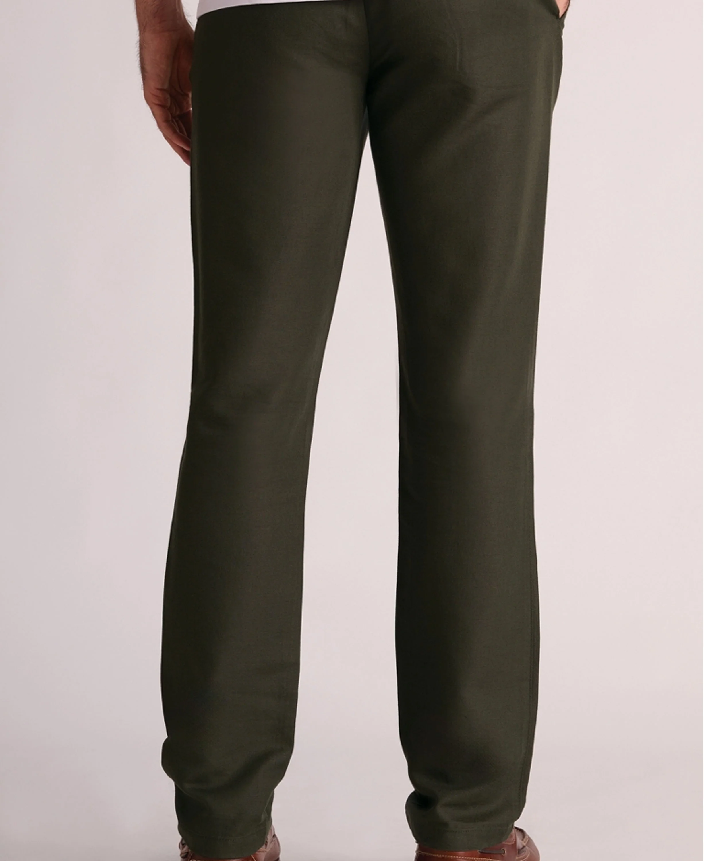 Caine Linen Cotton Trousers Regular Fit - Dark Khaki - Image 2