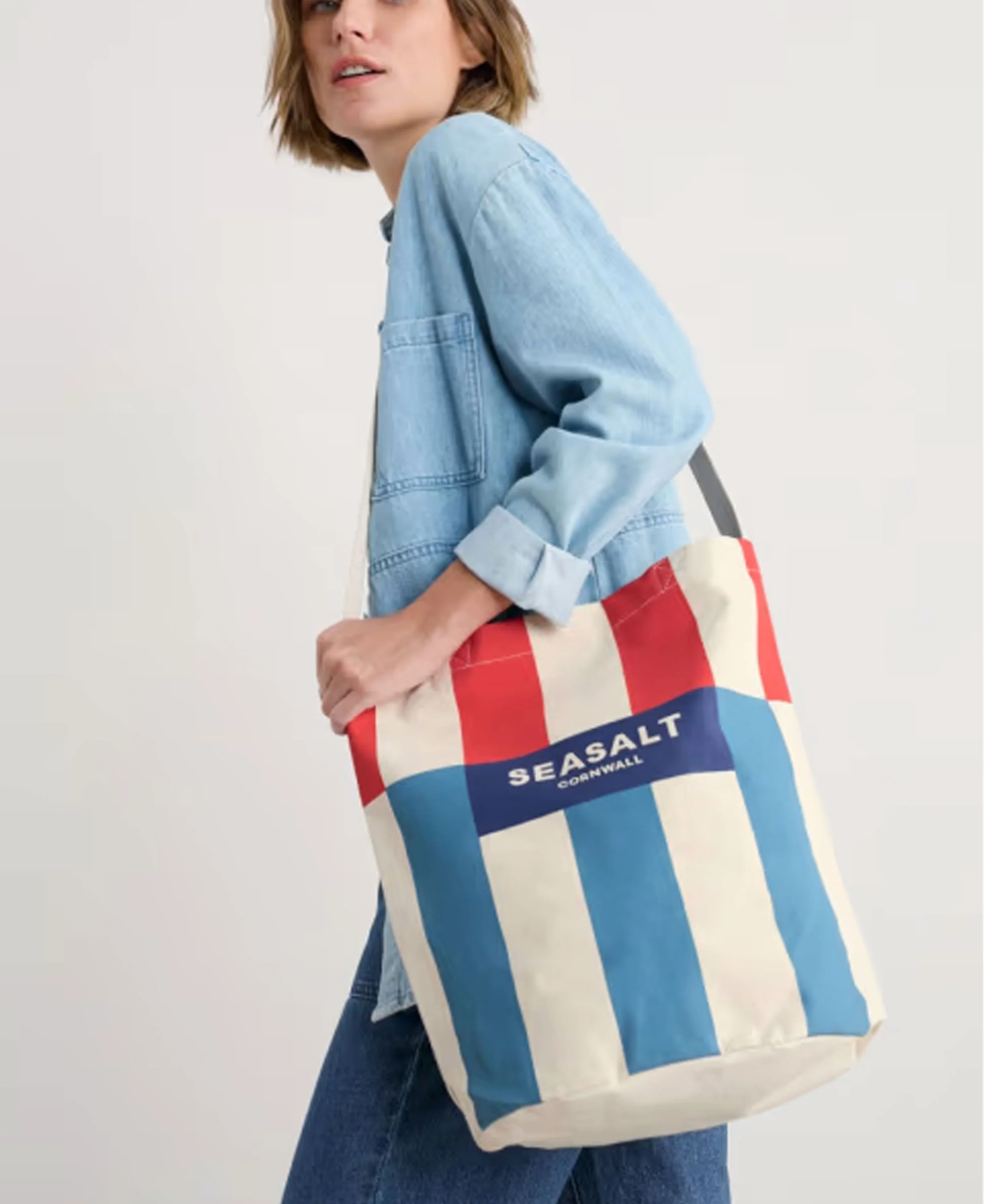 Canvas Tote Bag - Split Stripe Wild Orchid - Image 2