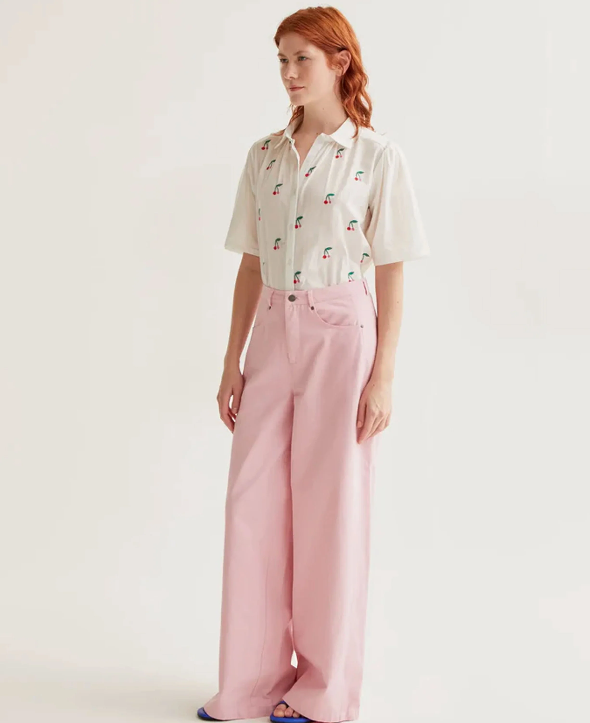 Cherries Cotton Shirt - Ecru - Image 4