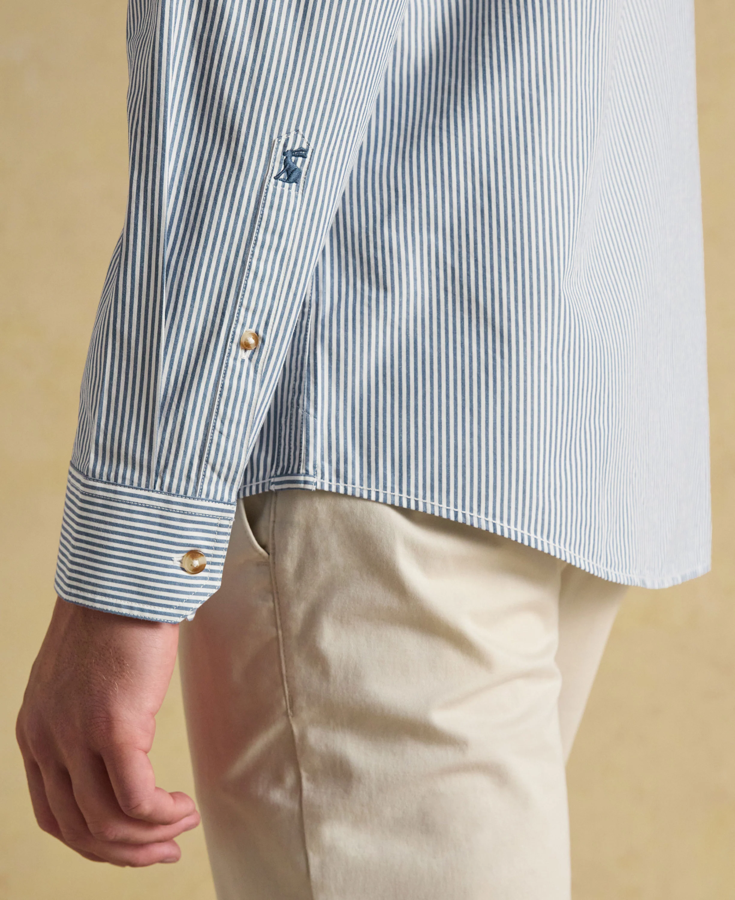 Classic Poplin Stripe Shirt - Navy - Image 4