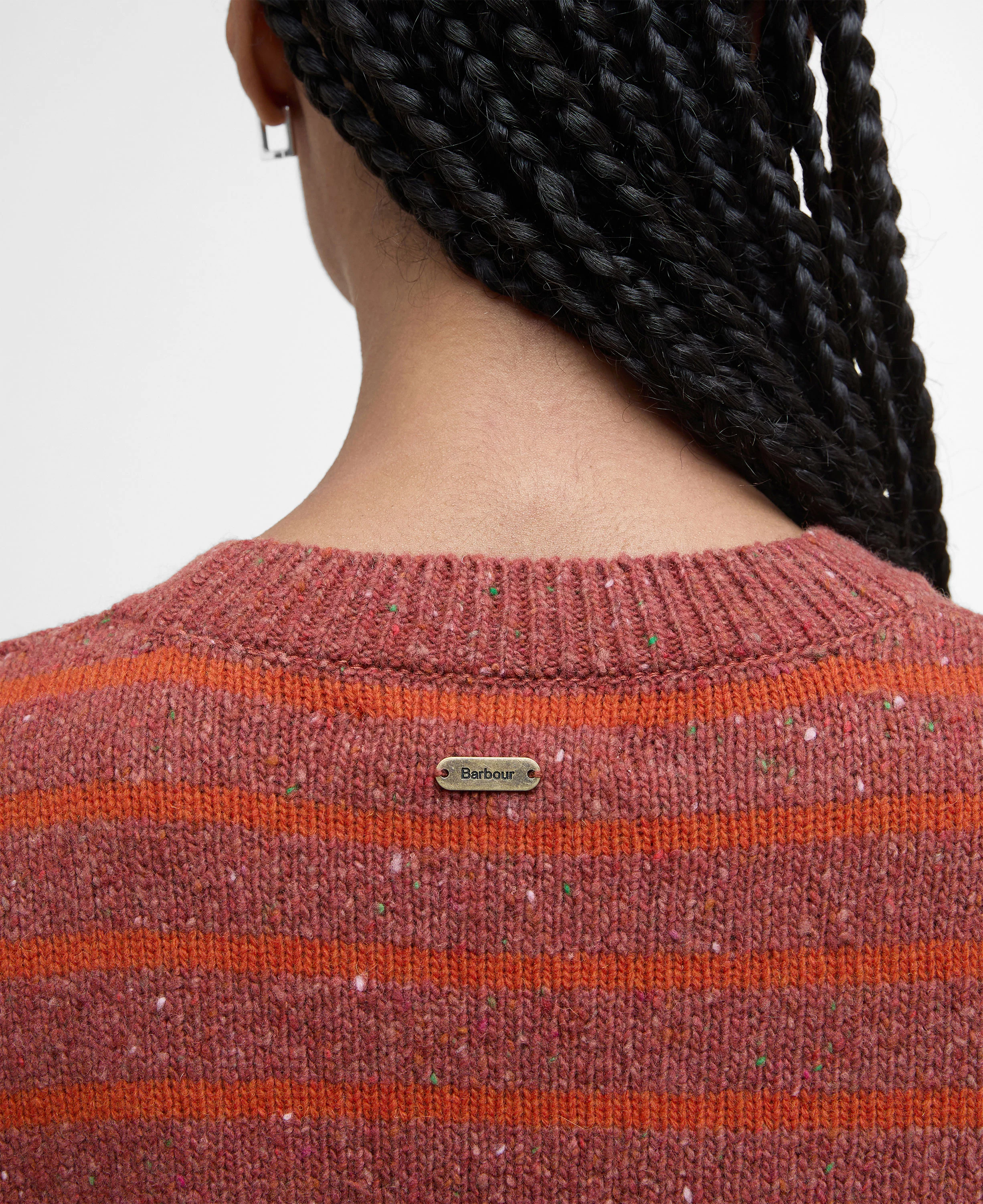 Claydon Knitted Jumper - Burnt Orange Stripe - Image 5