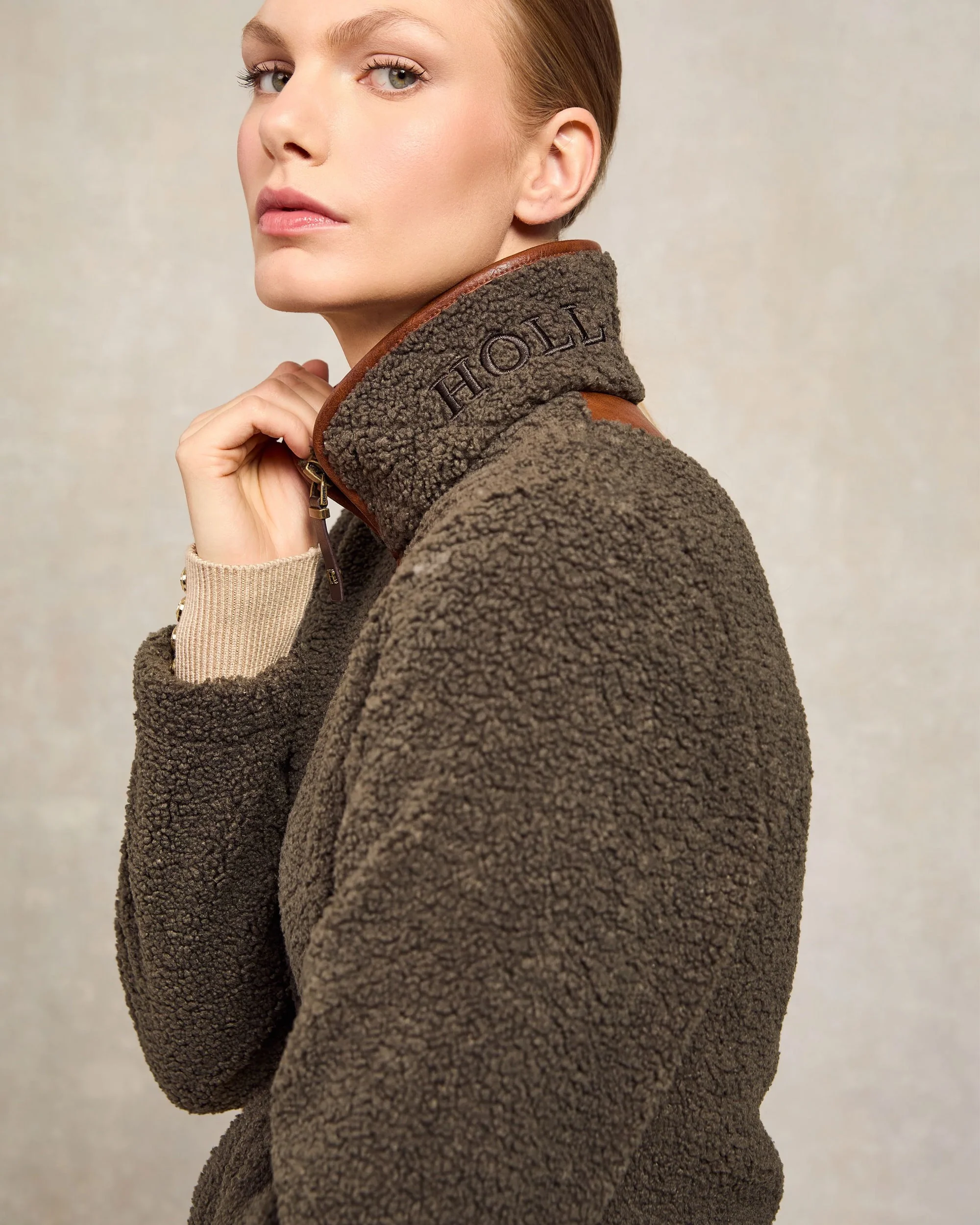Country Fleece Jacket - Khaki Borg - Image 3