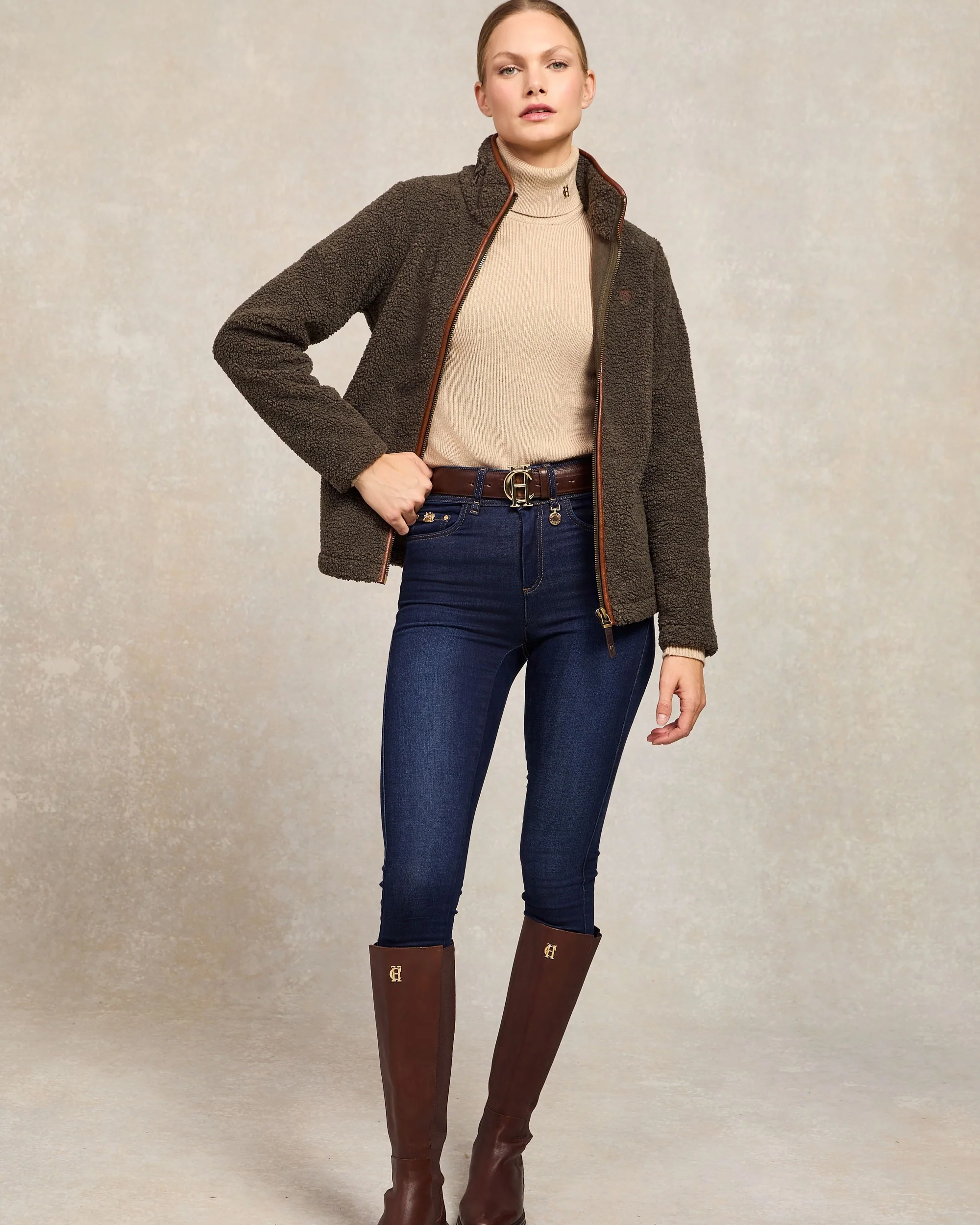 Country Fleece Jacket - Khaki Borg - Image 5