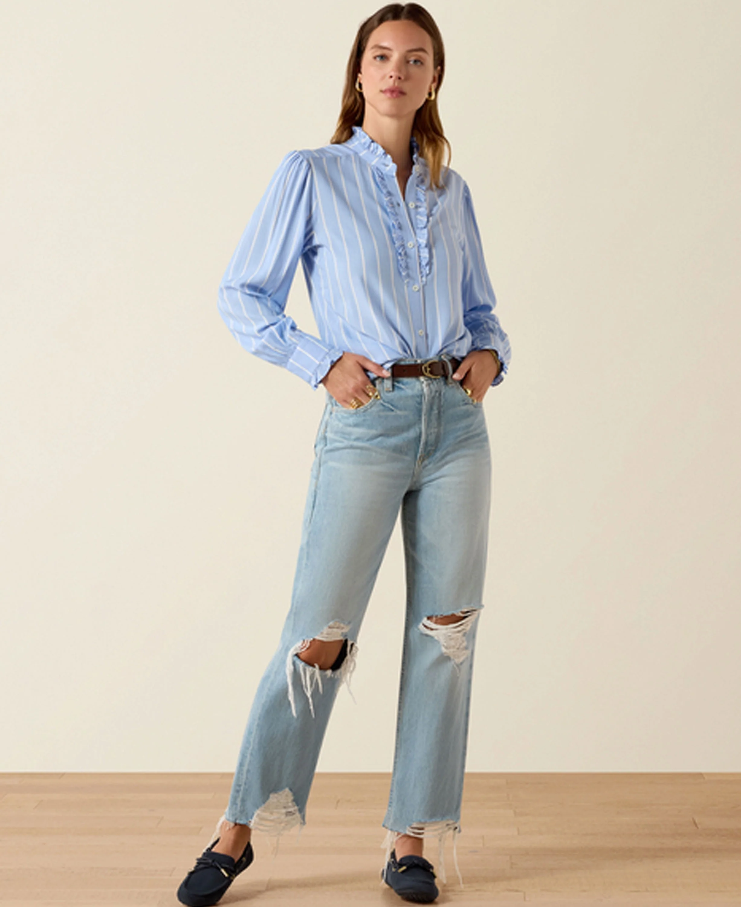 Cricklade Blouse - Pacific Blue Stripe - Image 4