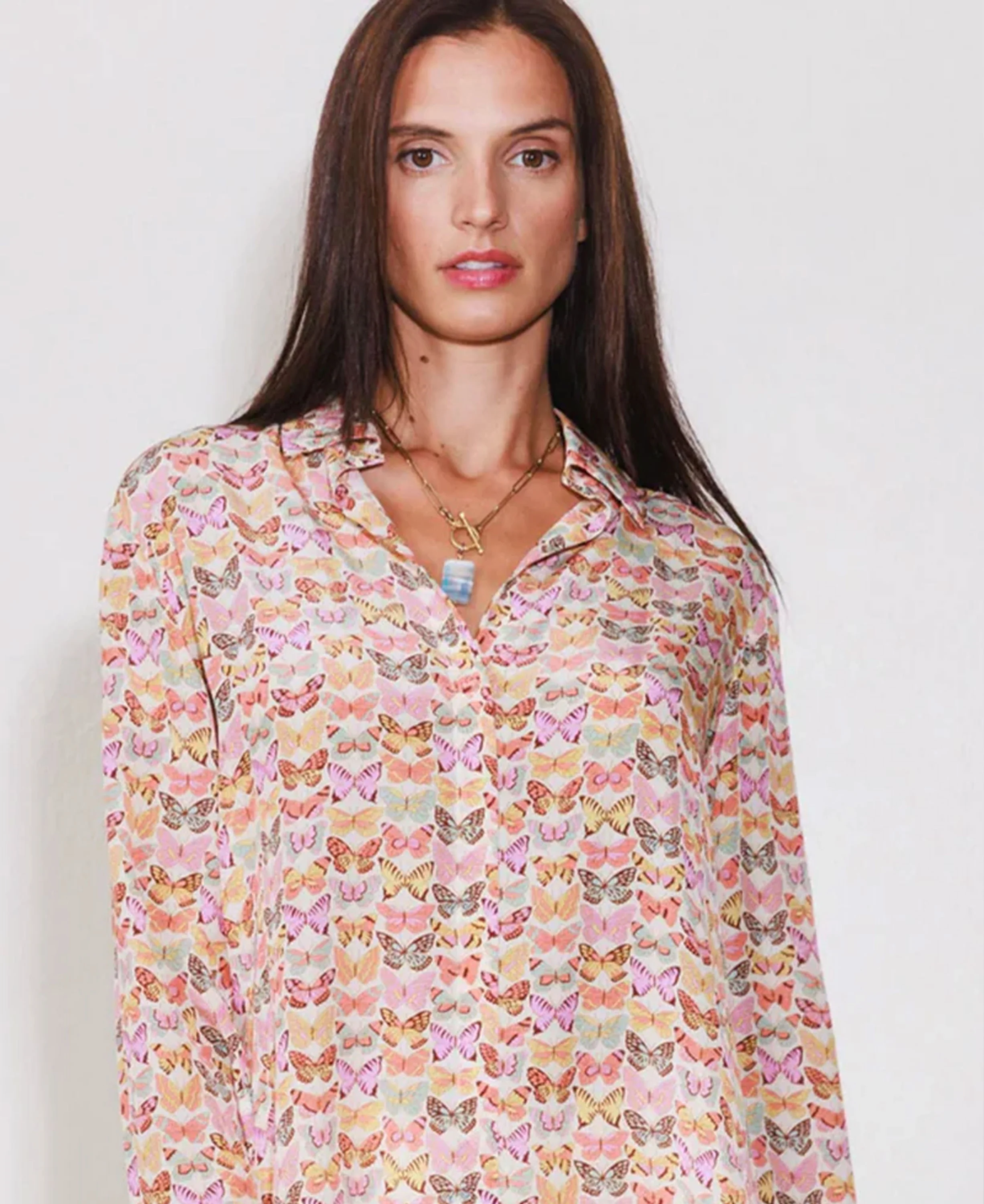 Daria French Cuff Silk Blouse - Classic Butterfly - Image 3
