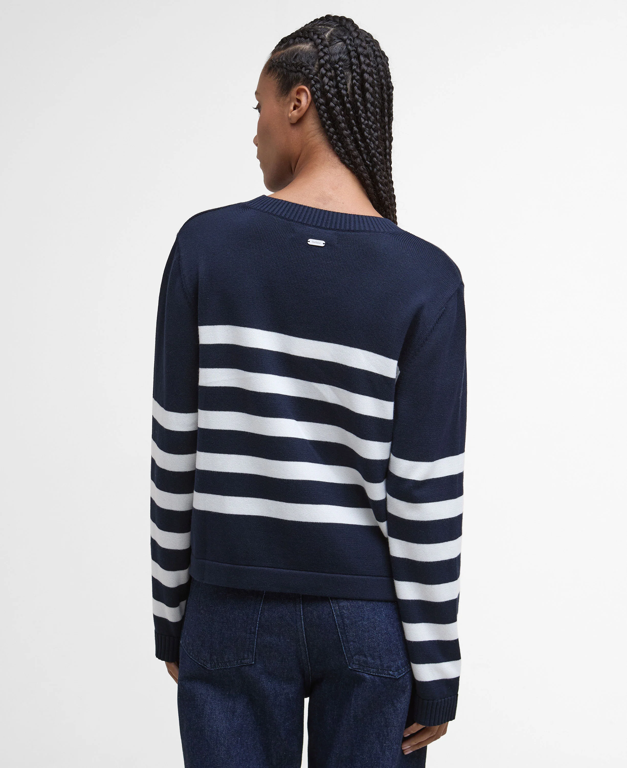 Demi Striped Crew Neck Jumper - Dark Navy Stripe - Image 4