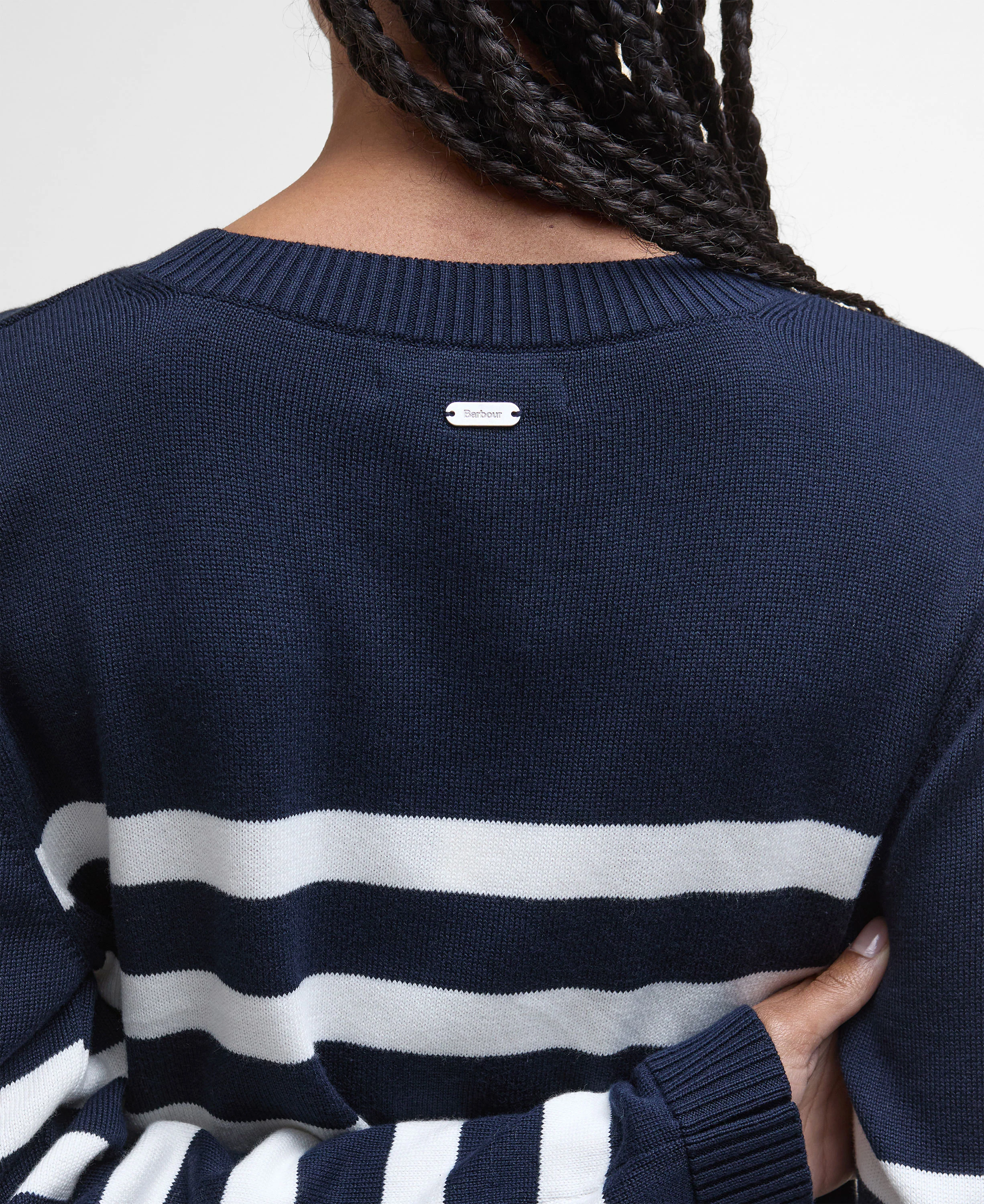 Demi Striped Crew Neck Jumper - Dark Navy Stripe - Image 7