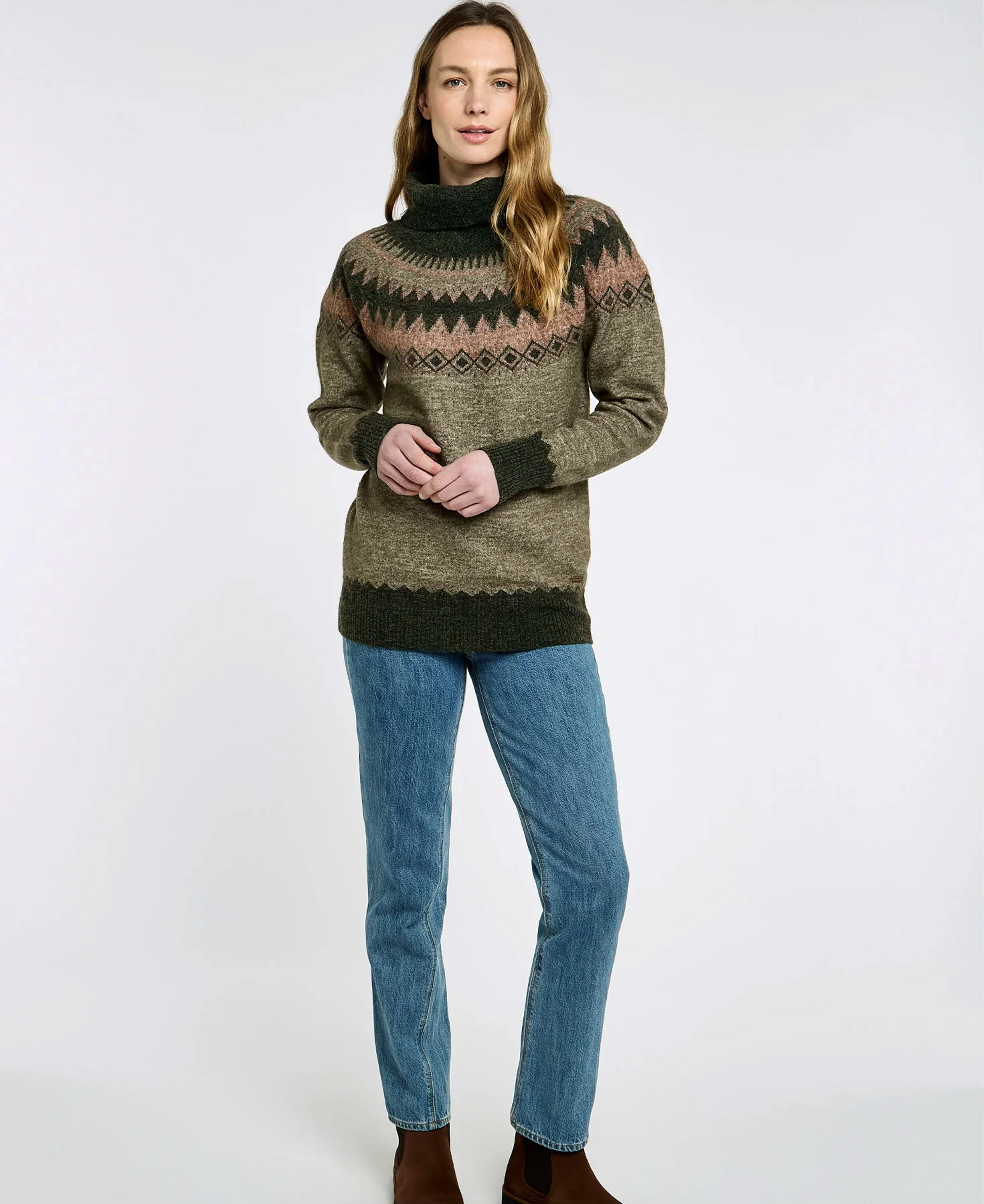 Devlin Fair Isle Sweater- Olive Multi - Image 2