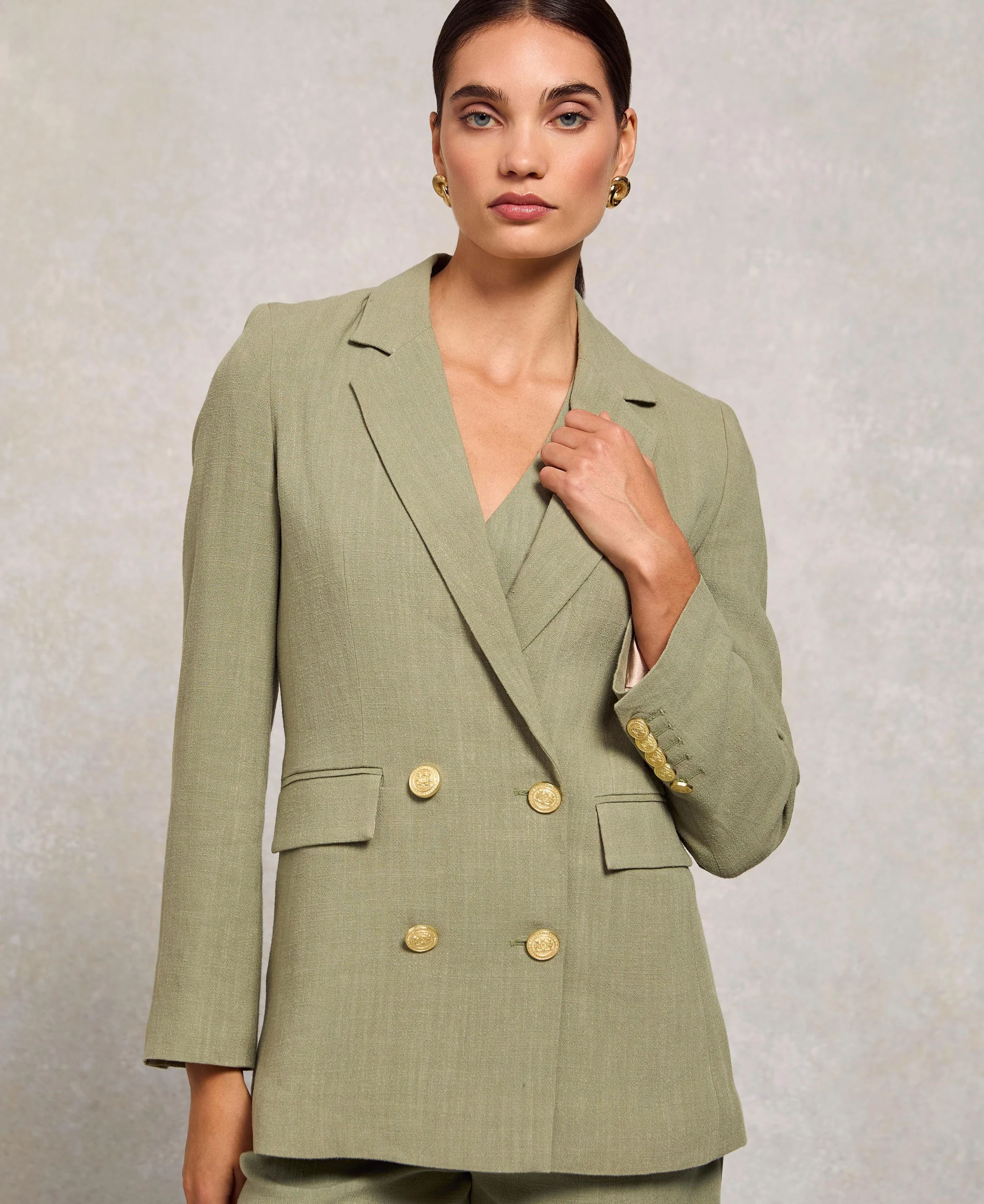 Double Breasted Blazer - Sage Linen - Image 7