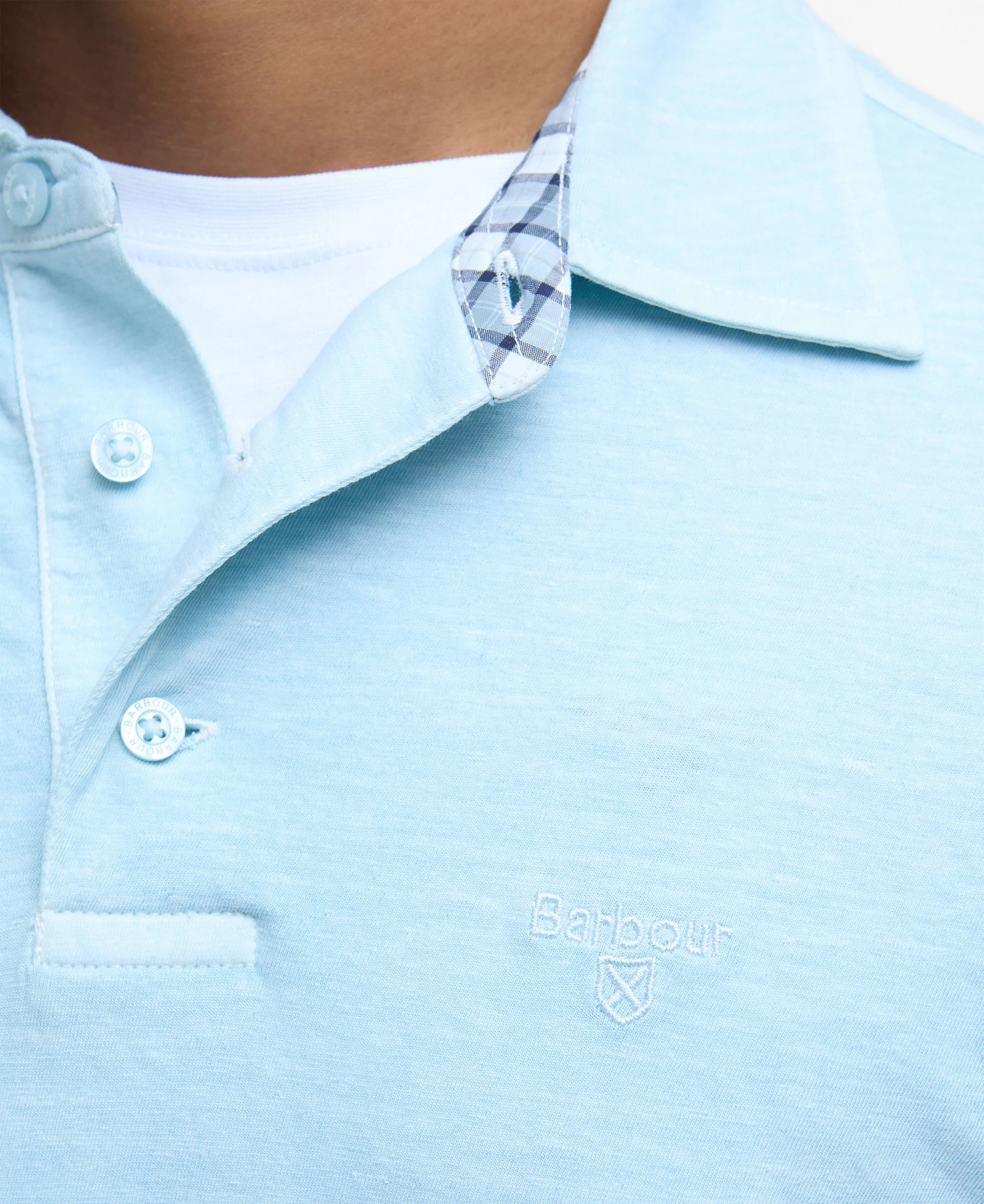 Drayton Linen Tailored Fit Polo Shirt - Pale Sky - Image 6