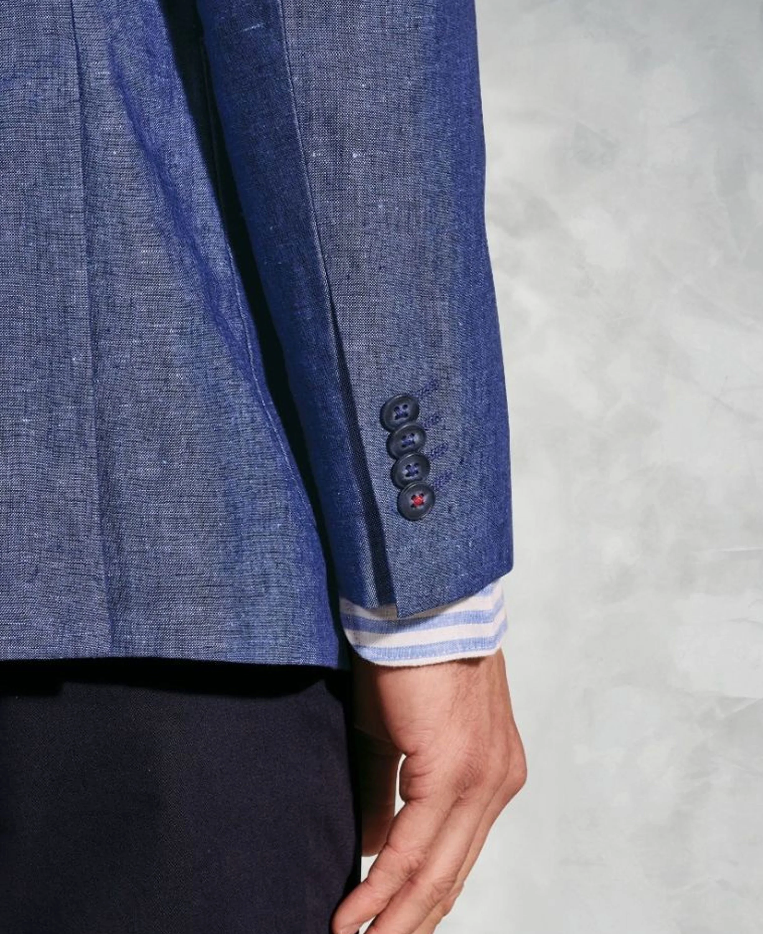 Eastwood Tailored Fit Linen Jacket - Blue - Image 5