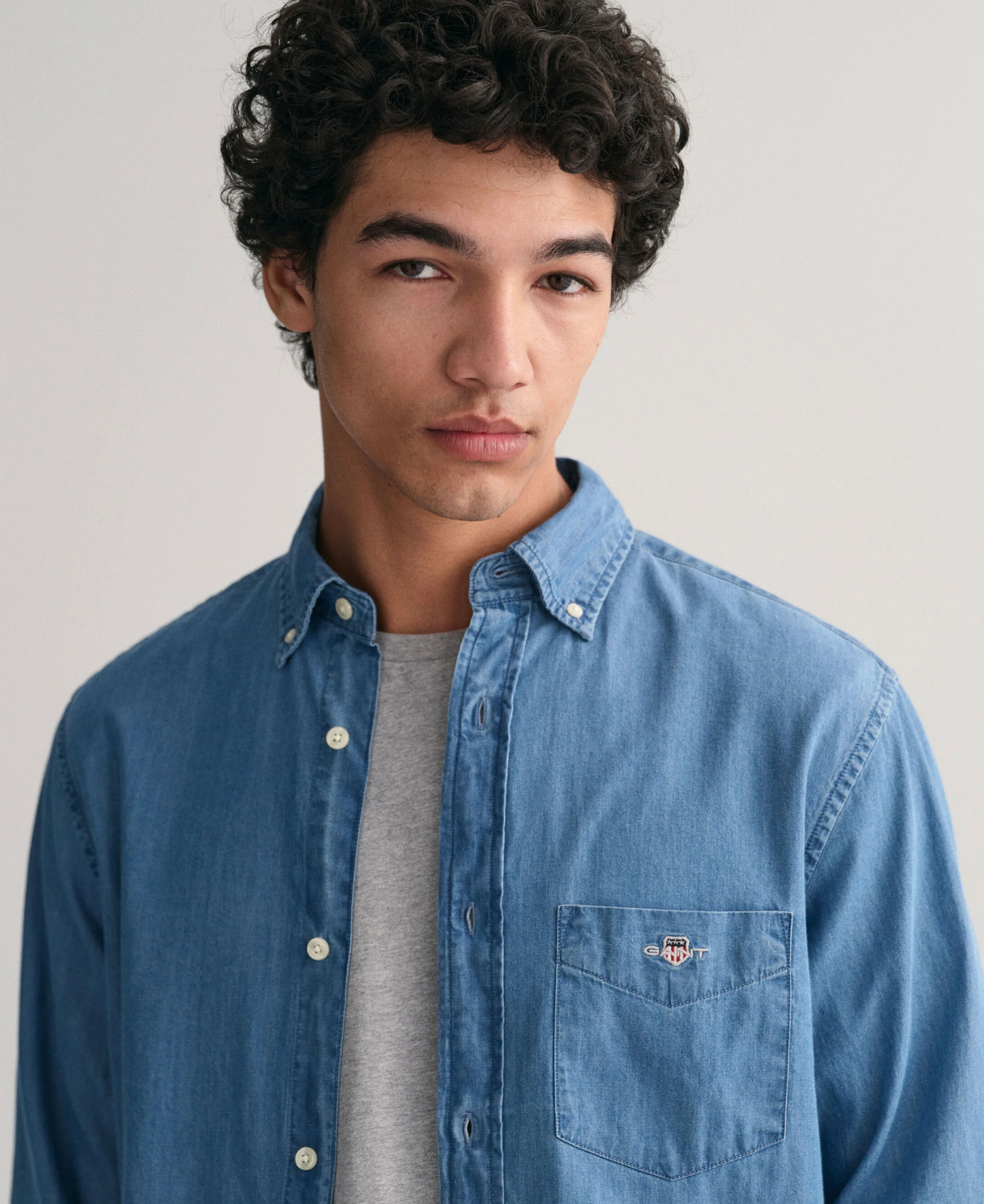 Regular Fit Indigo Shirt - Semi Light Blue - Image 5