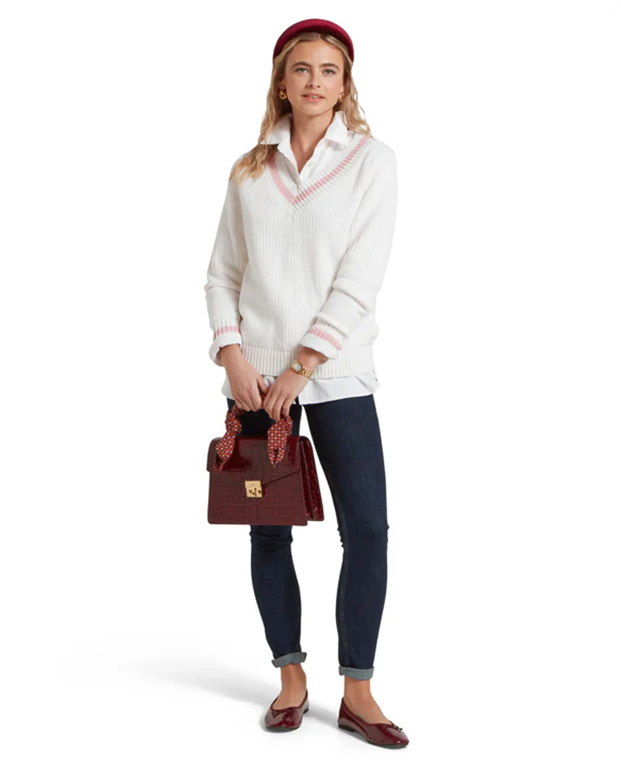 Hambledon Jumper - Soft White/Blush - Image 4