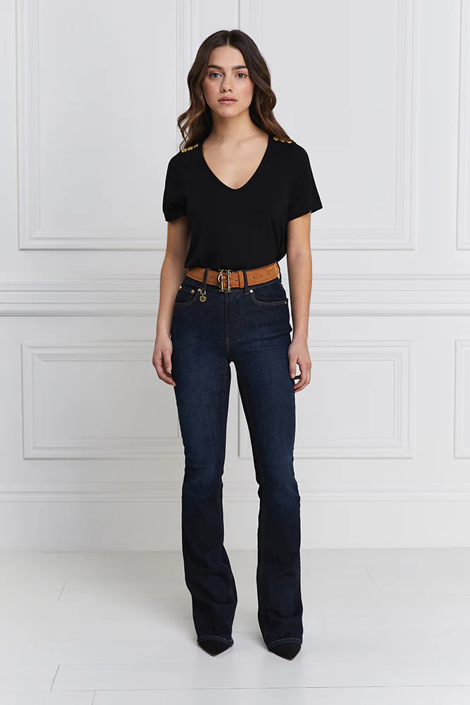 High Rise Flared Jean - Deep Indigo - Image 2