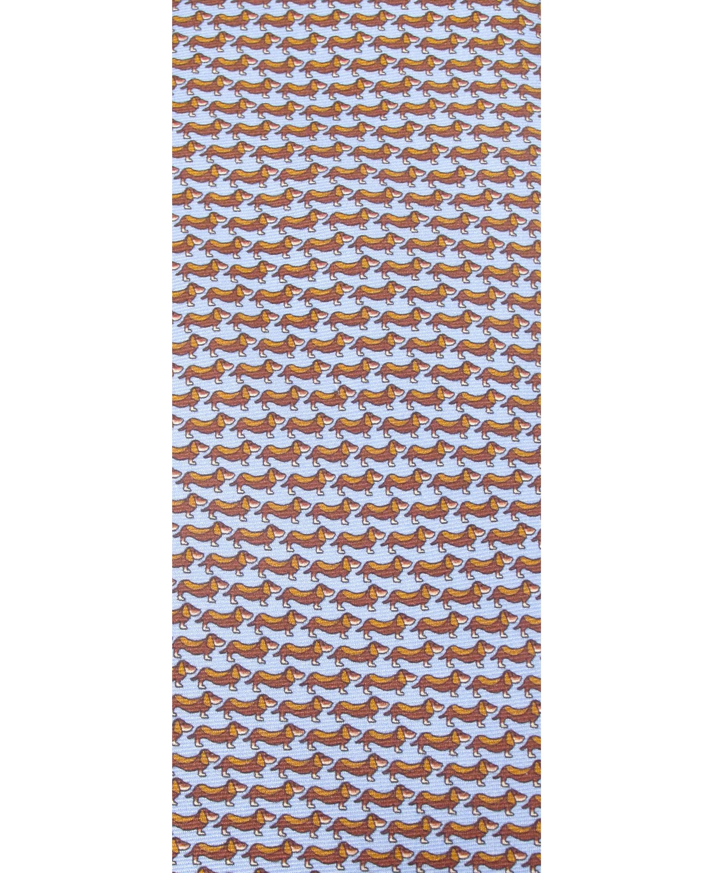 Italian Printed Silk Tie - Blue And Brown Dachshund - Image 2