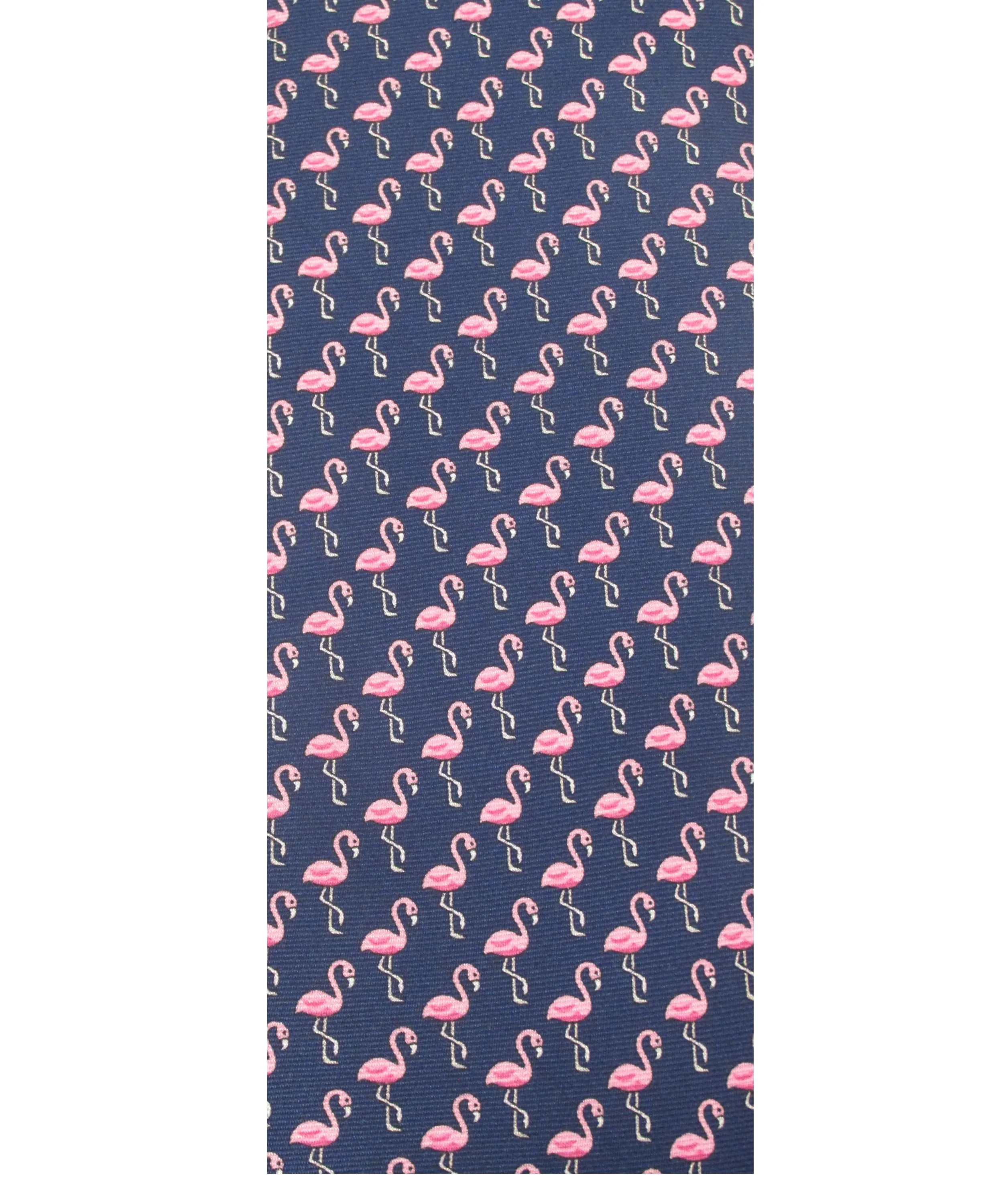 Italian Printed Silk Tie - Pink Flamingo Navy - Image 3