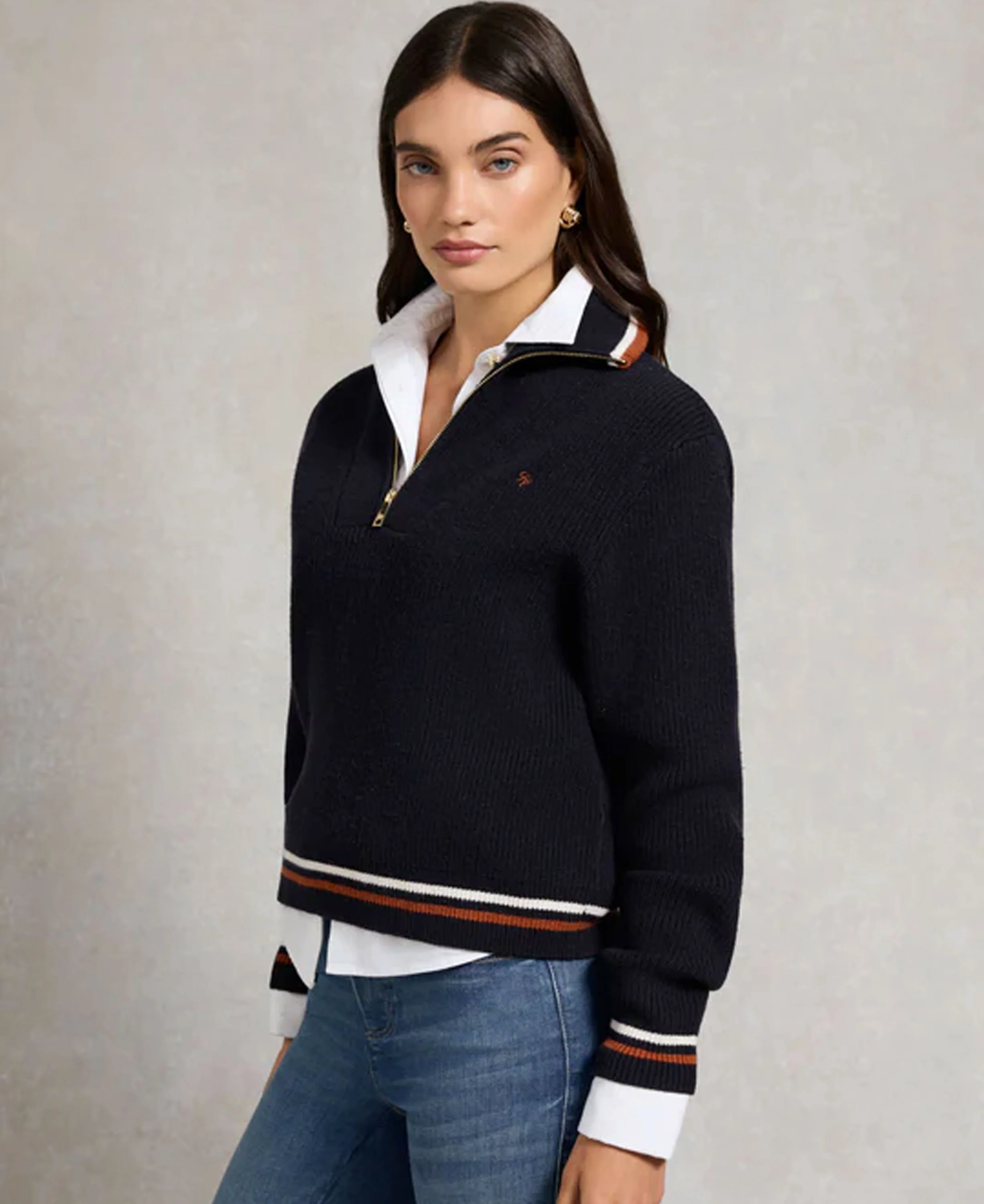 Jessica Quarter Zip Knit - Ink Navy - Image 2
