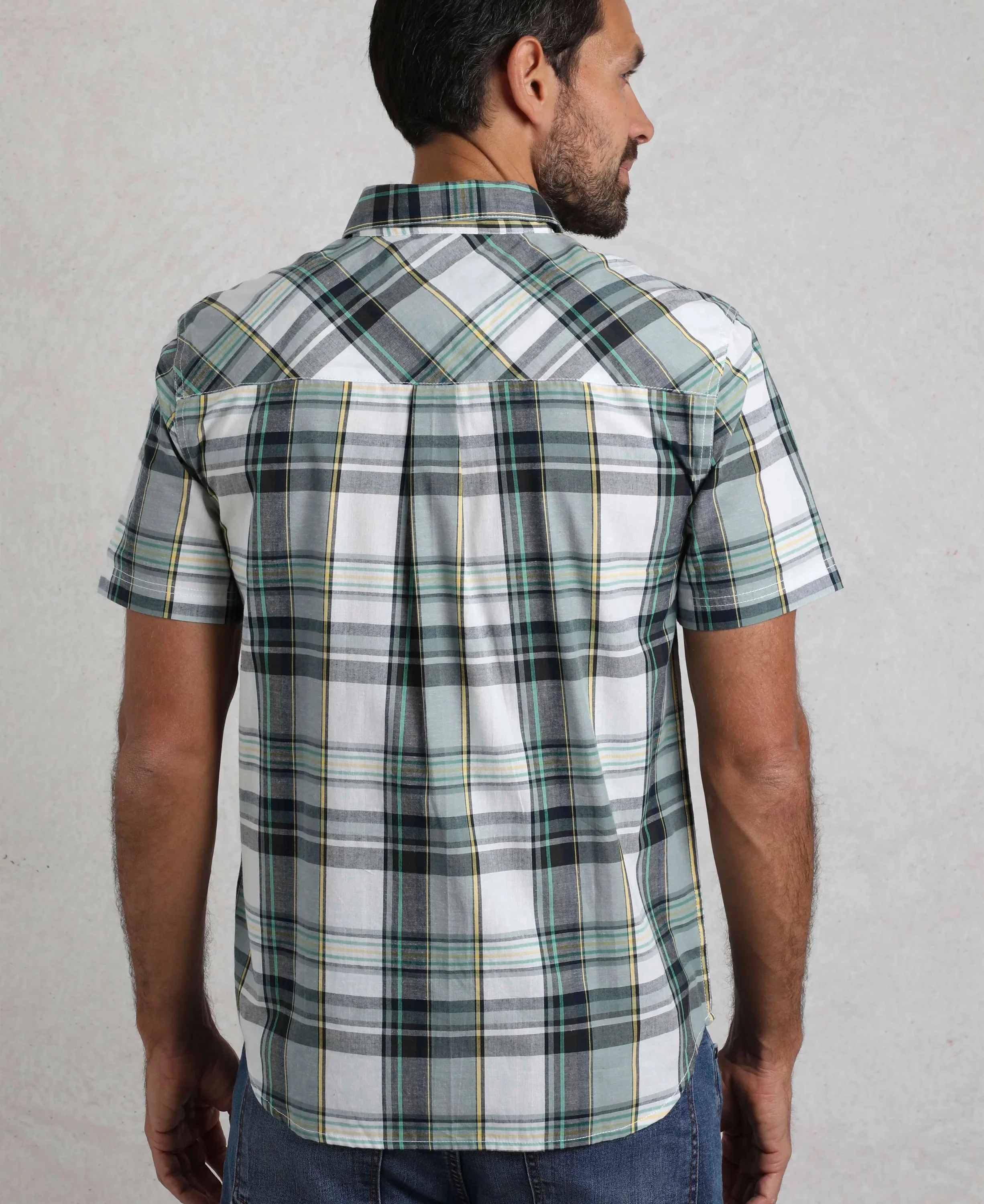 Judd Short Sleeve Check Shirt - Dusty White - Image 3