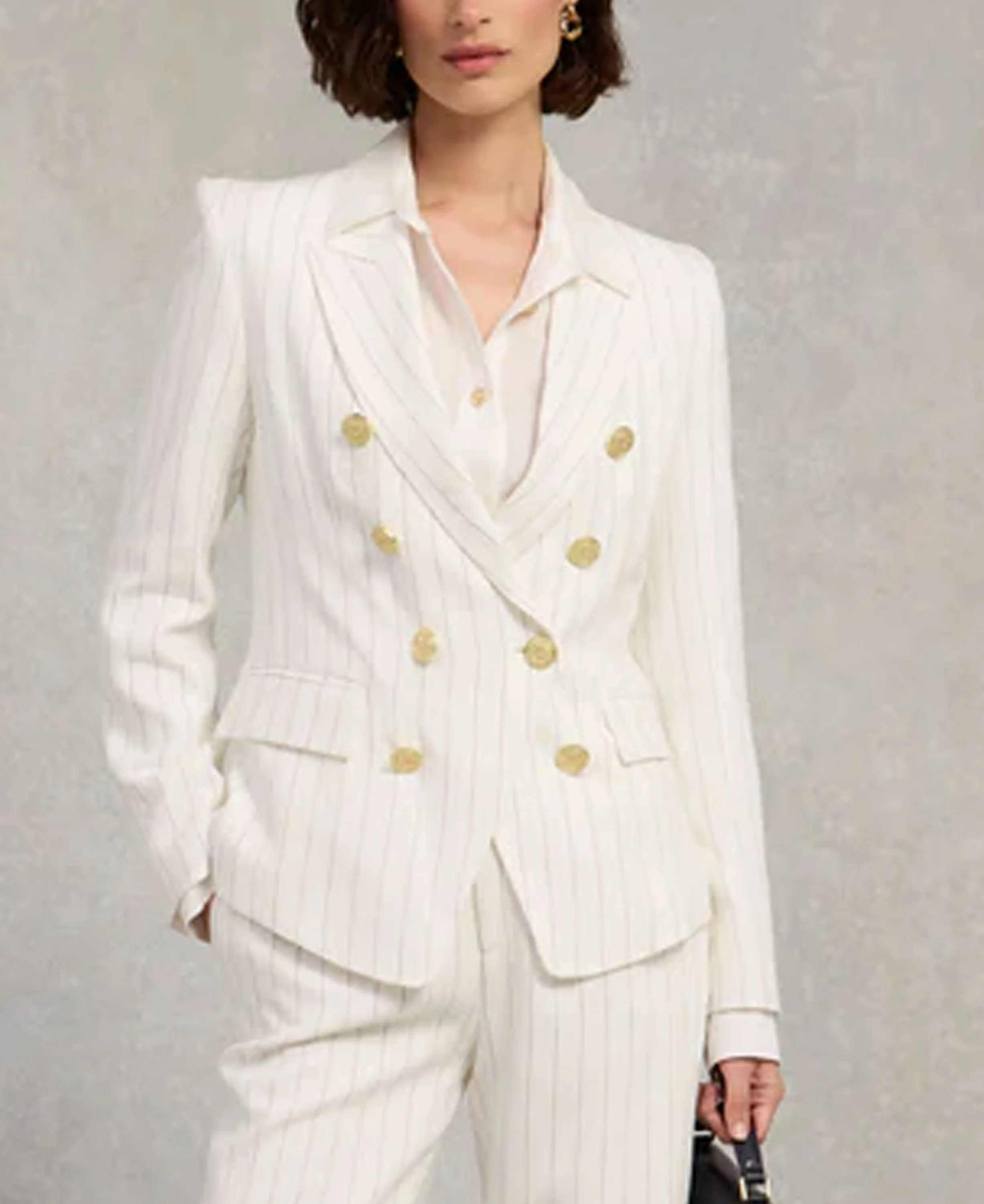 Knightsbridge Blazer Linen - Oyster Linen Pinstripe - Image 2