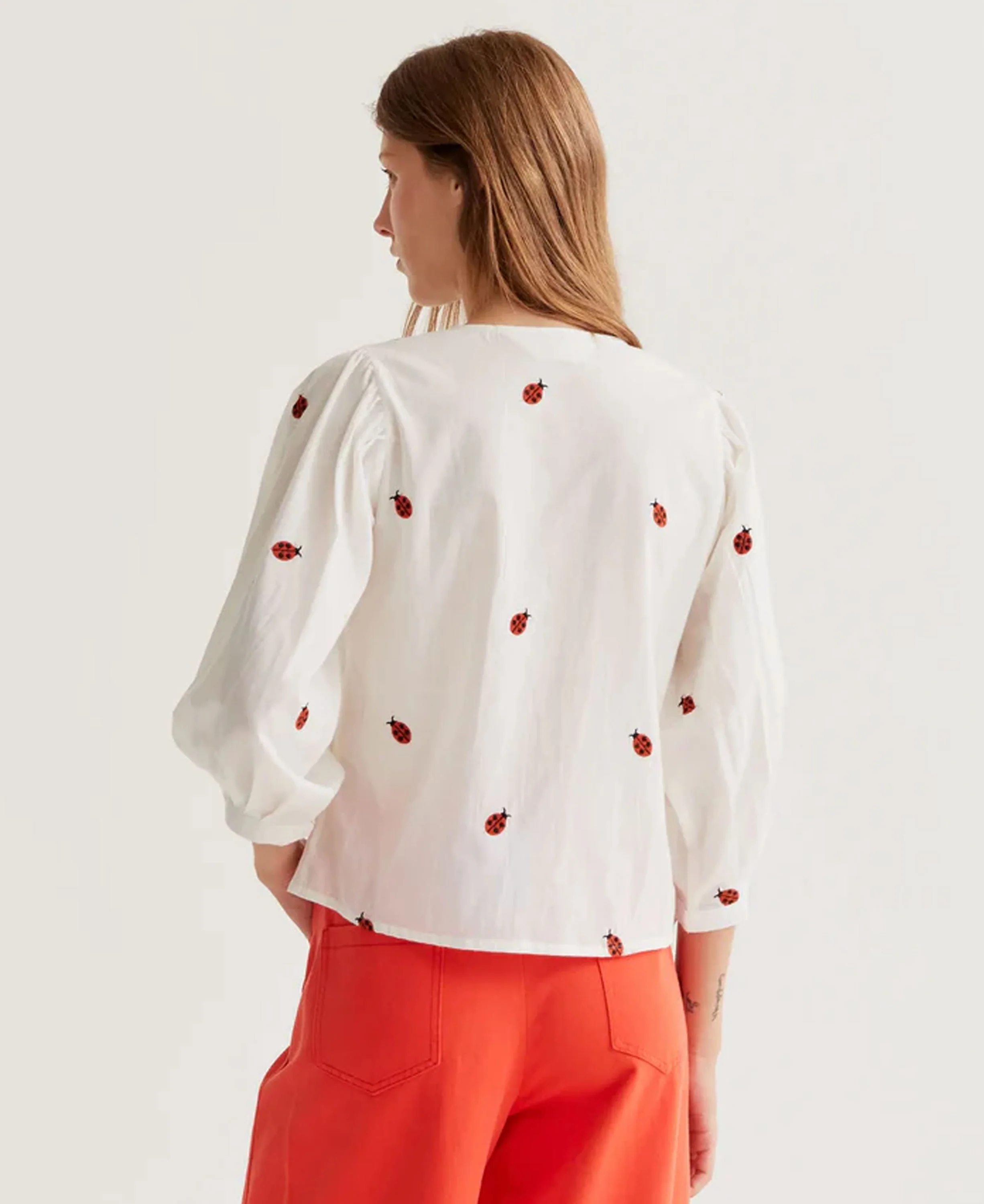 Ladybugs Cotton Shirt - Ecru - Image 3