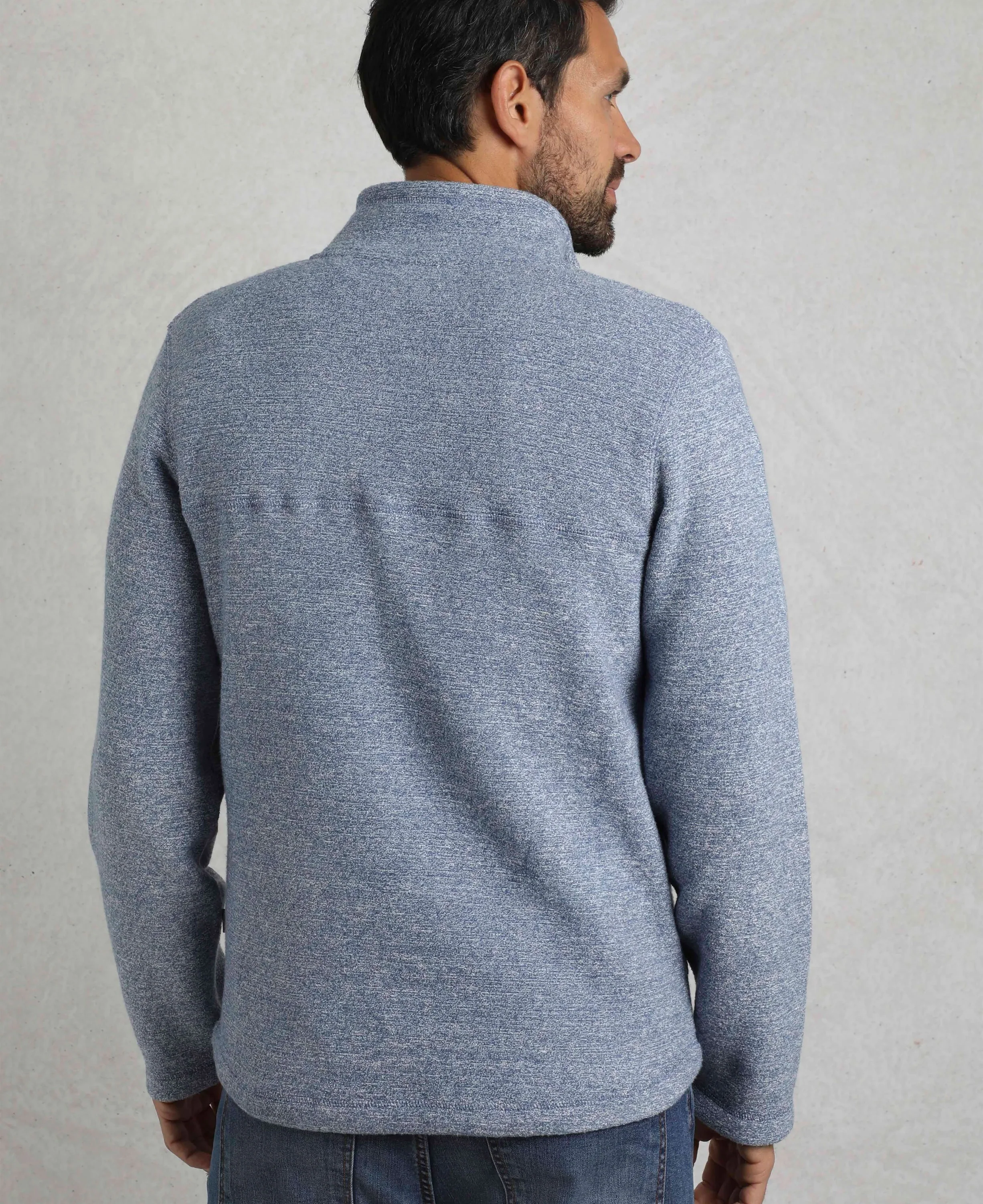 Laramie Eco 1/4 Zip Snow Marl Fleece - Mid Blue - Image 3