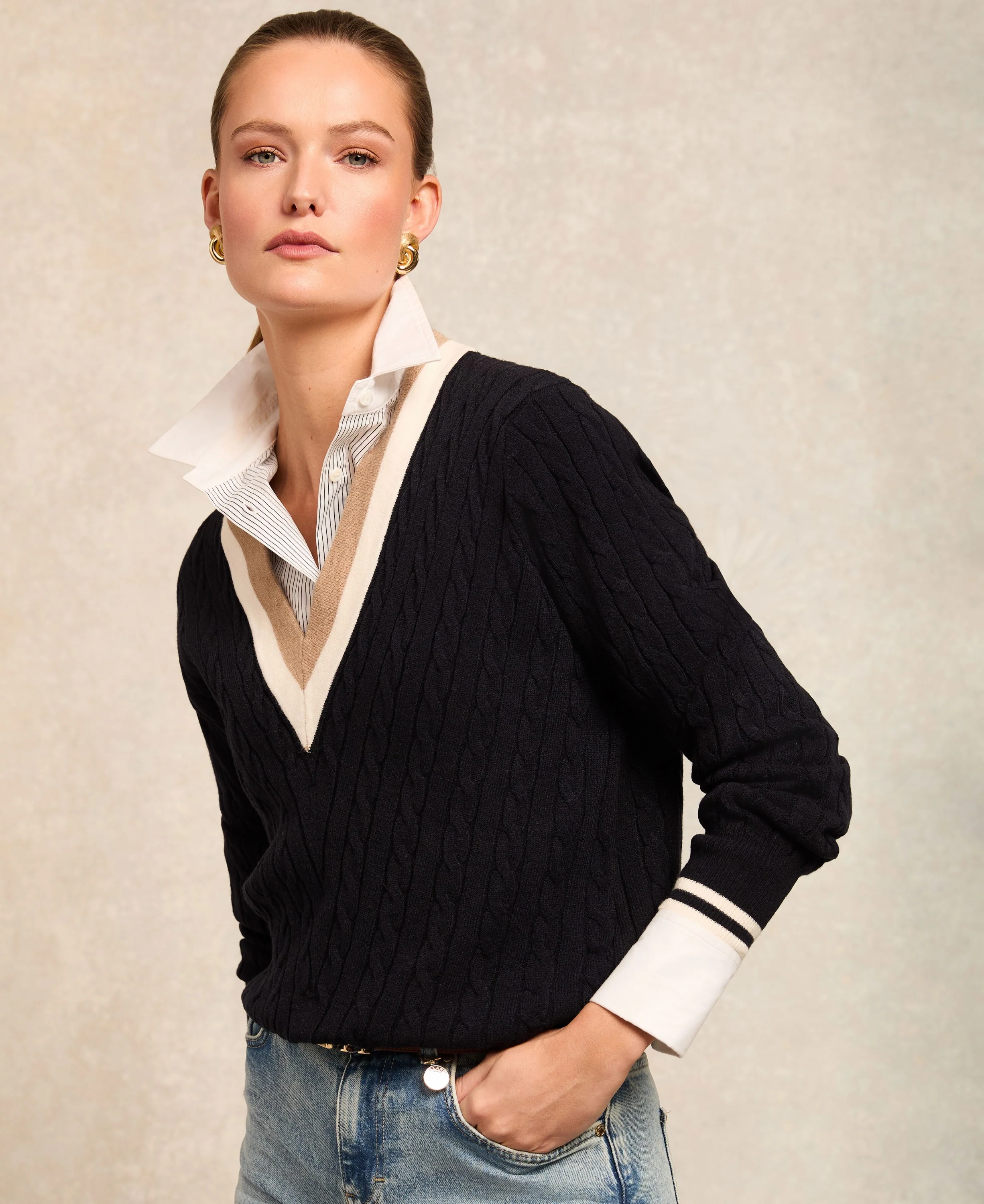 Melissa V-Neck Knit - Ink Navy - Image 2