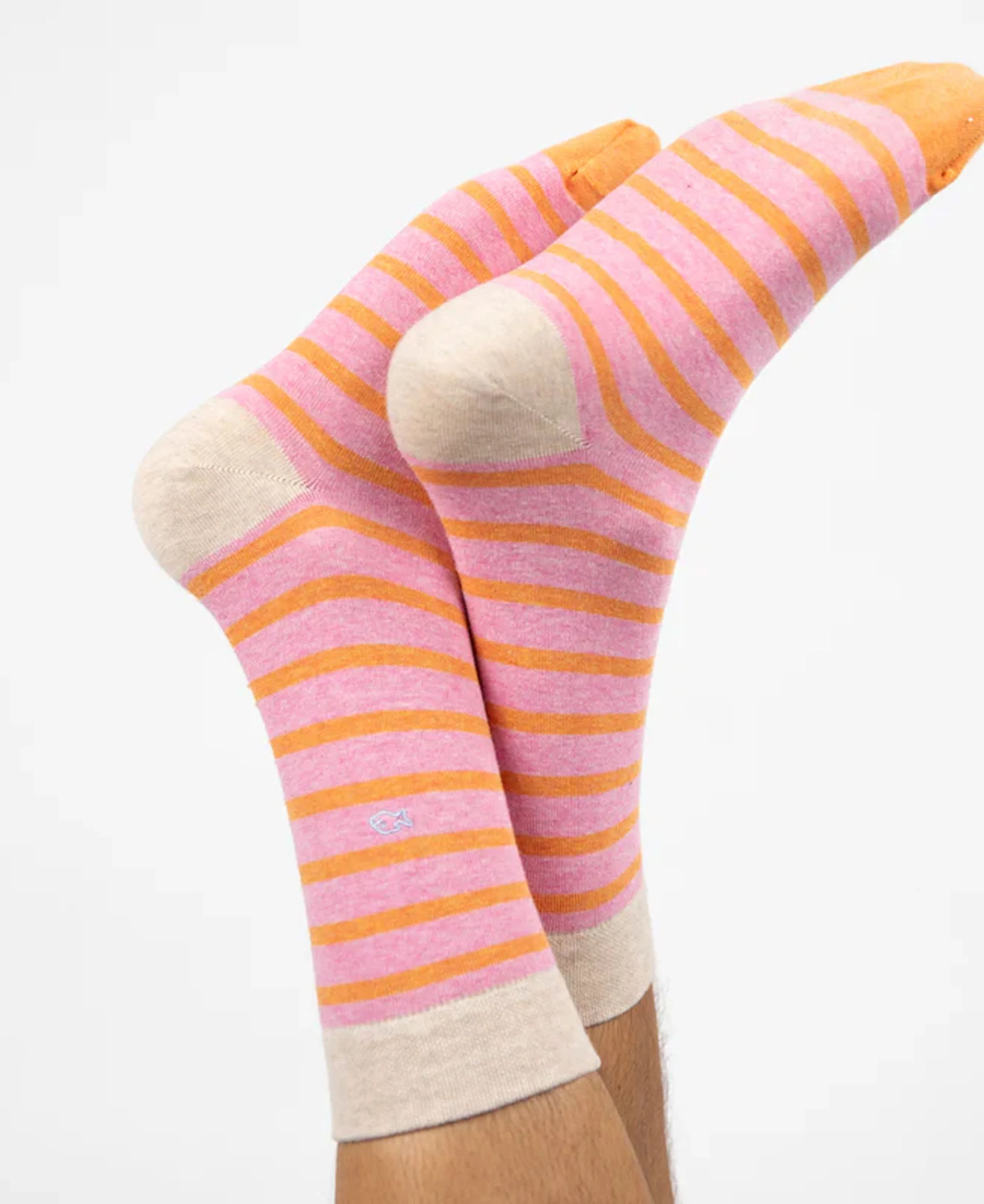 Men's Socks - Pink & Orange Wide Stripe - Image 3