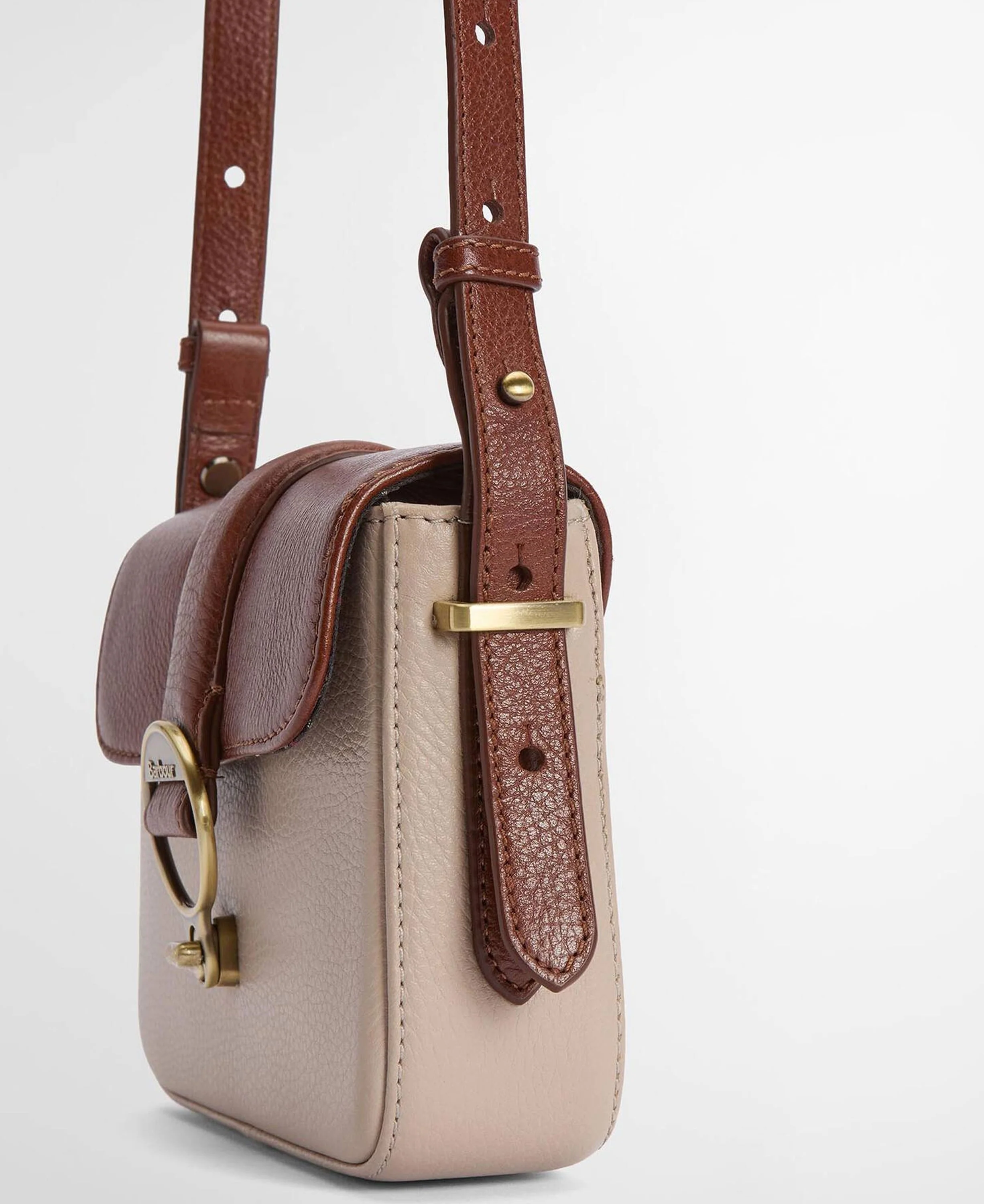 Mini Rosa Leather Crossbody Bag - Pebbled Pink/Brown - Image 6