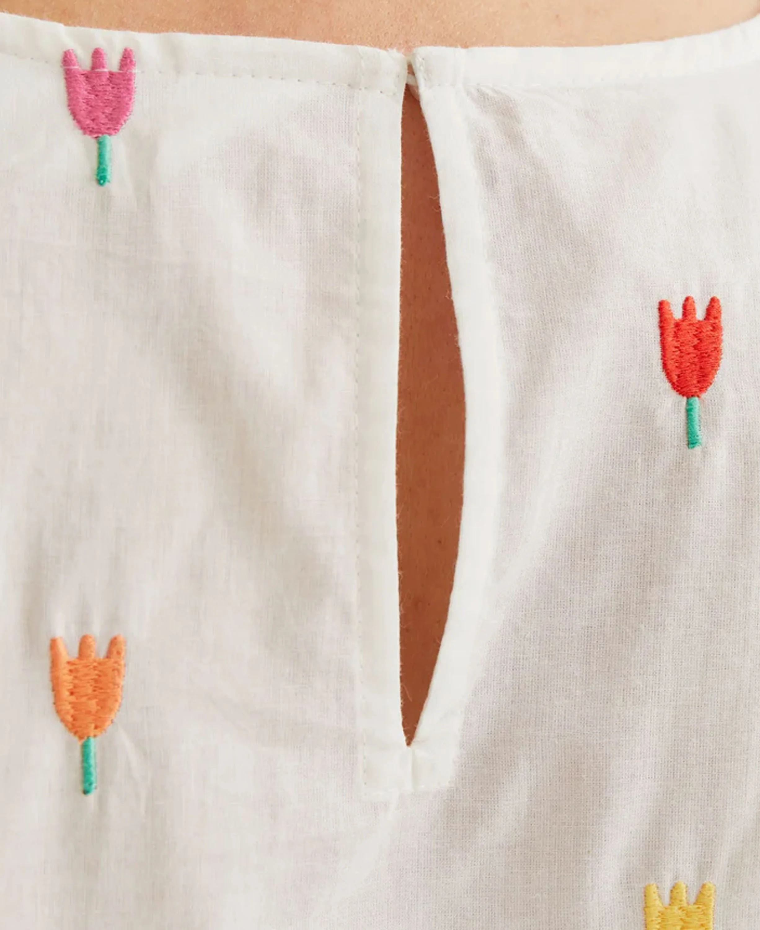 Multi Tulip Cotton Top - Ecru - Image 4