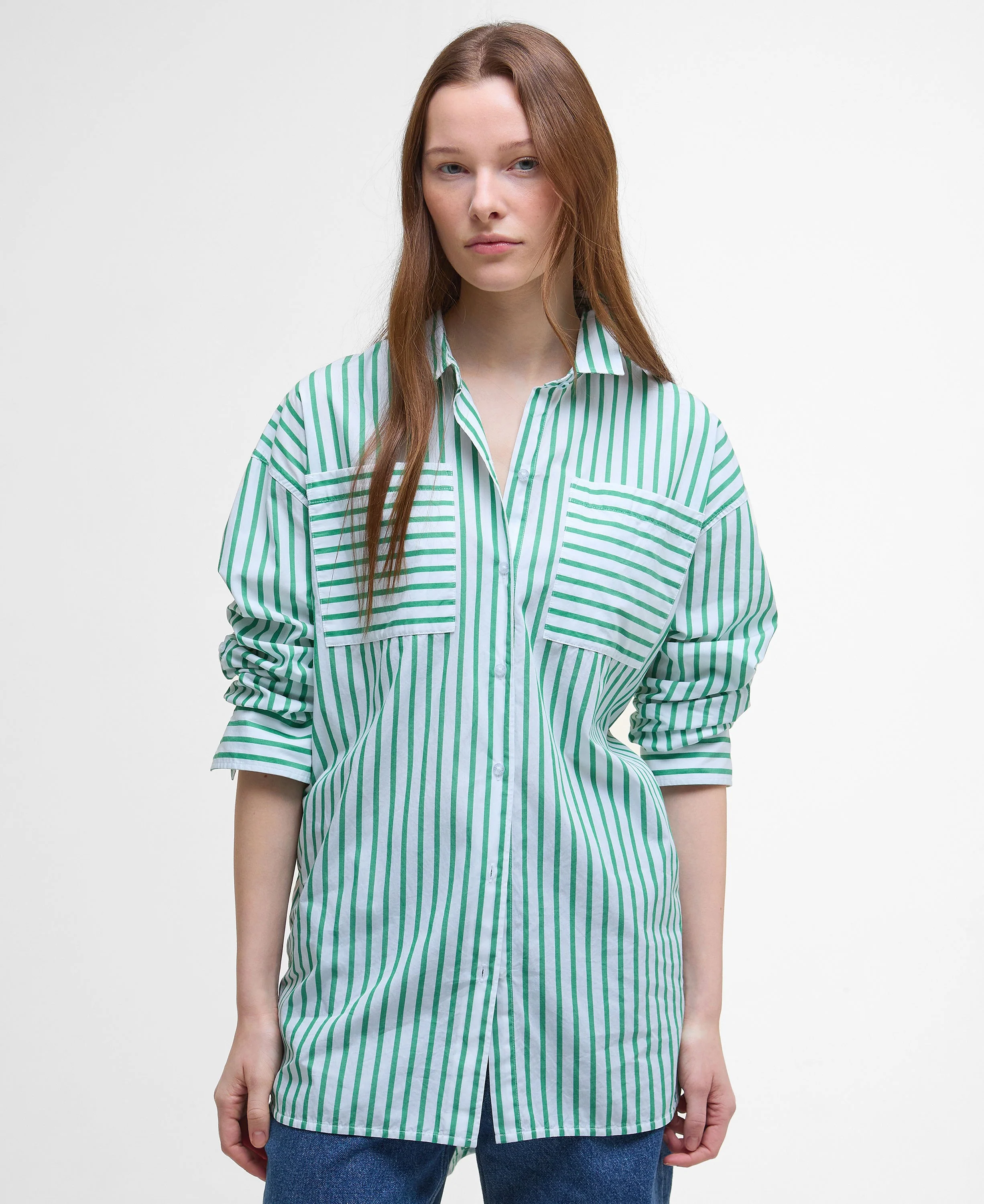 Nicola Shirt - White/Kelly Green - Image 2