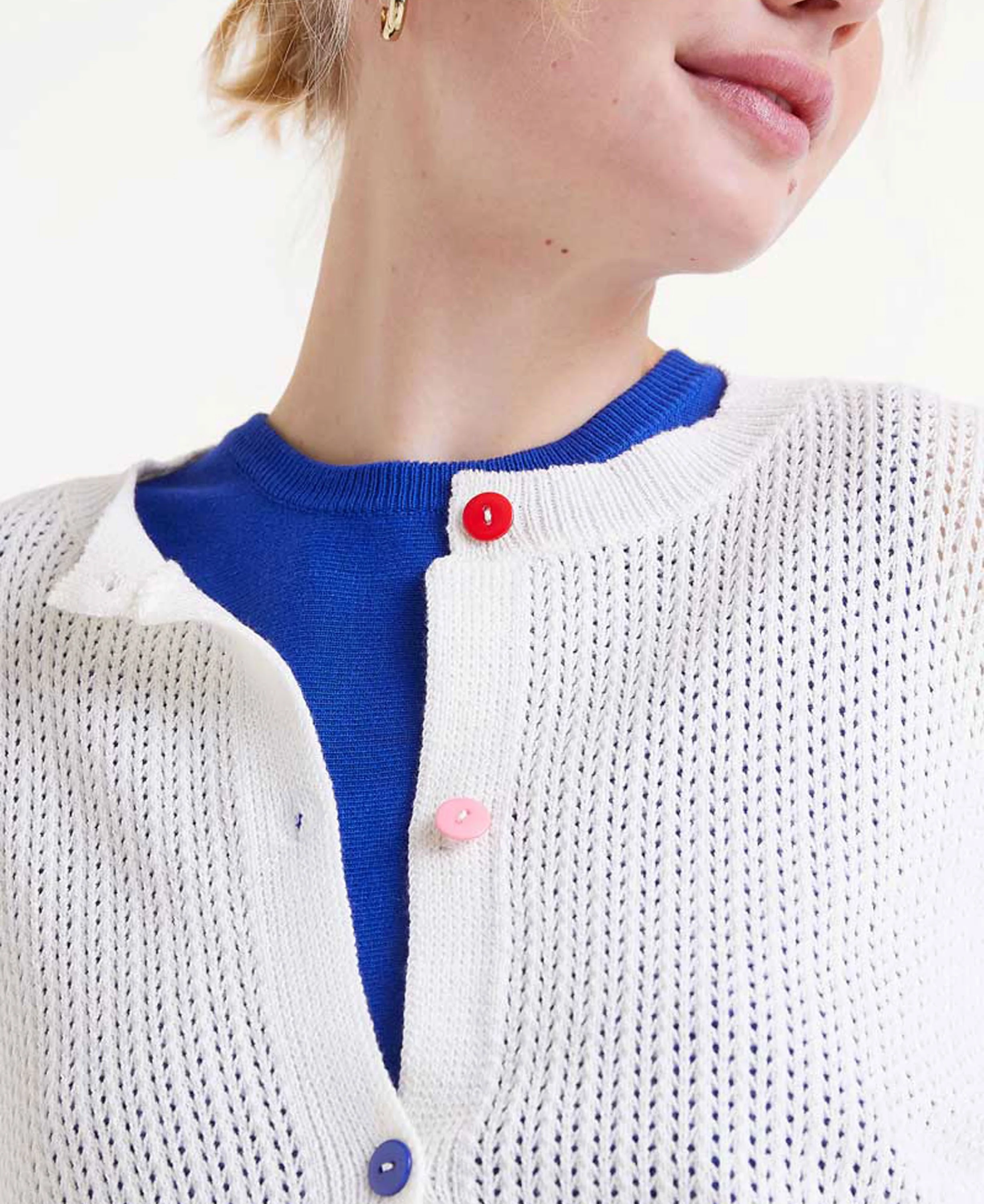 Open Knit Cardigan - Ecru - Image 3