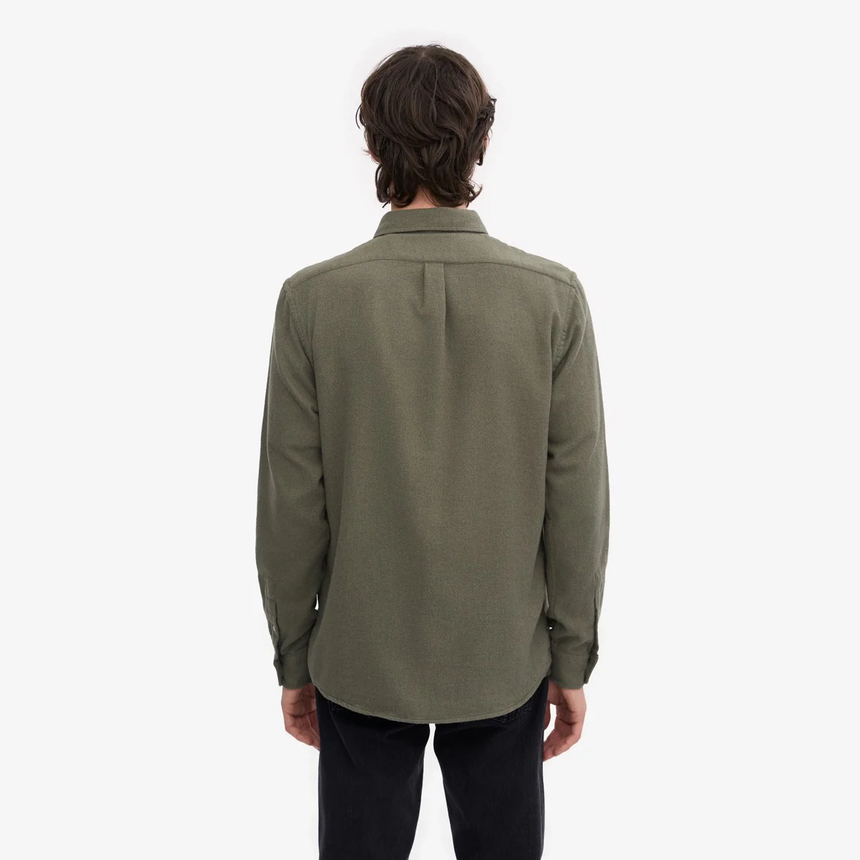 Organic Flannel Shirt - Dusty Olive - Image 4