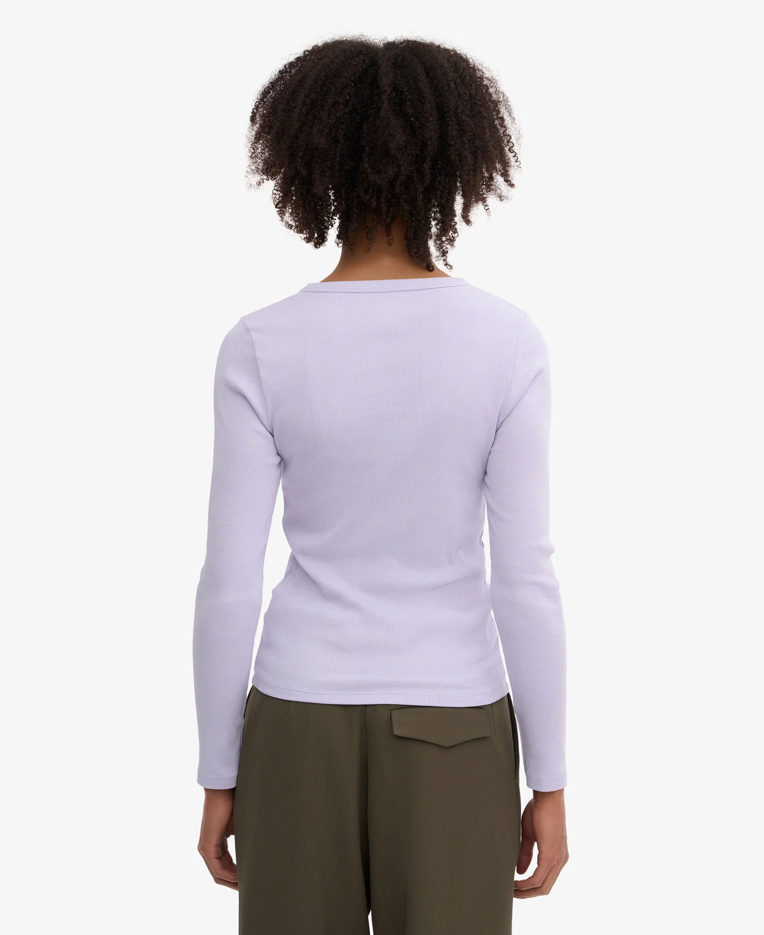 Organic Rib Long Sleeve T-Shirt - Soft Lavender - Image 4