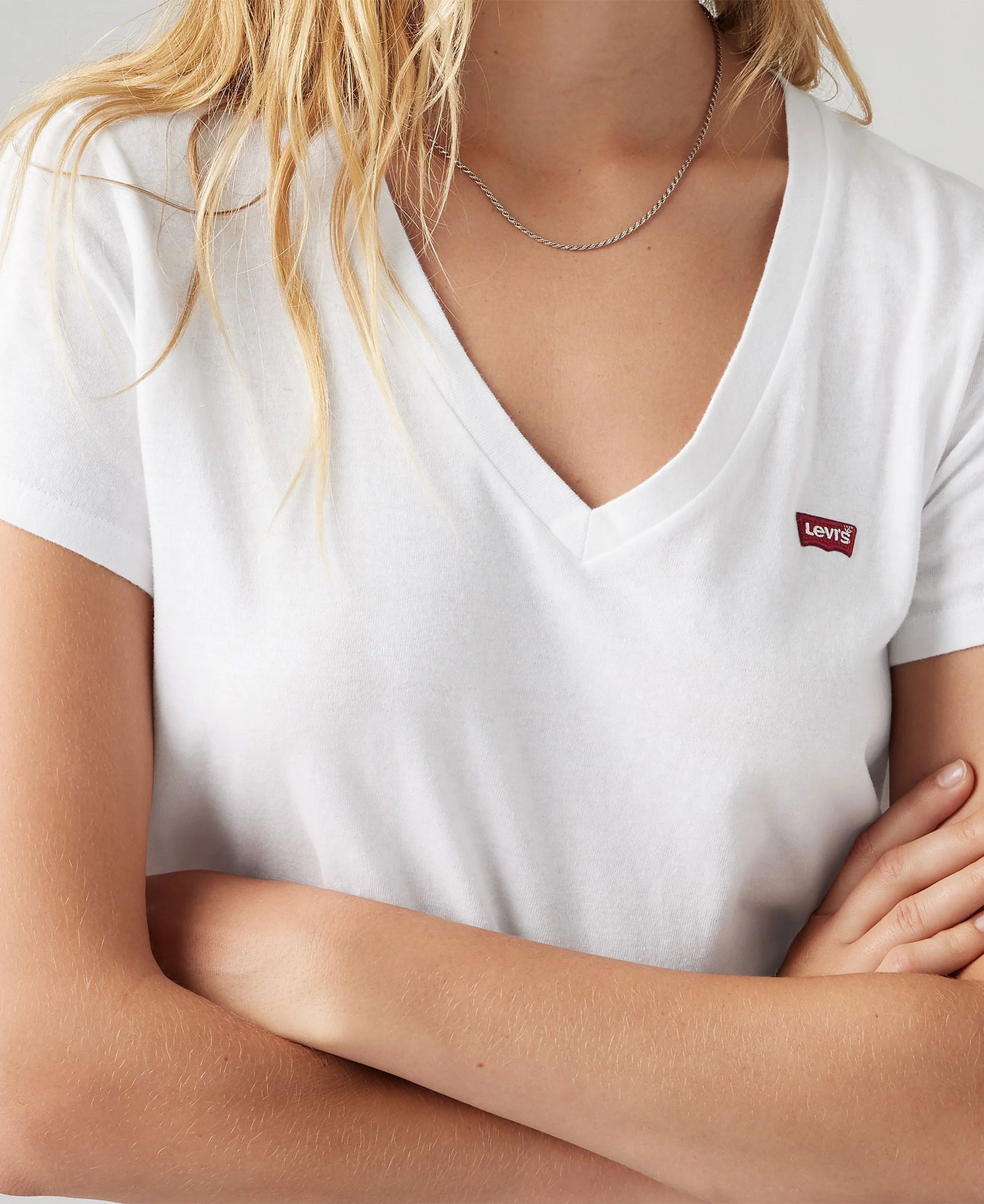 Perfect Slub V-Neck Tee - Bright White Slub Neutral - Image 2