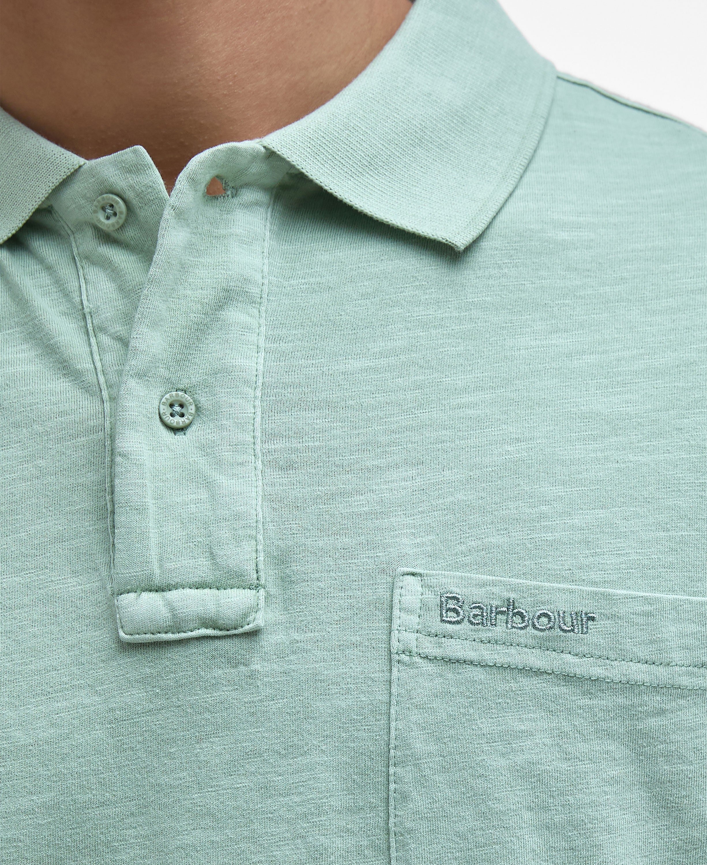 Pigment Dye Slub Polo Shirt - Seagrass - Image 6