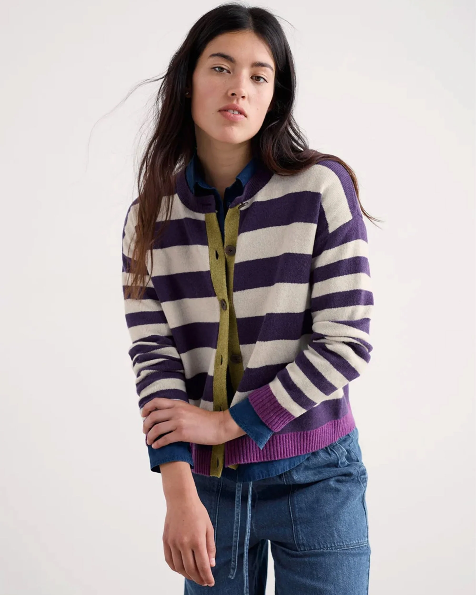 Pinwell Cardigan - Bright Shape Dark Violet Mix - Image 2