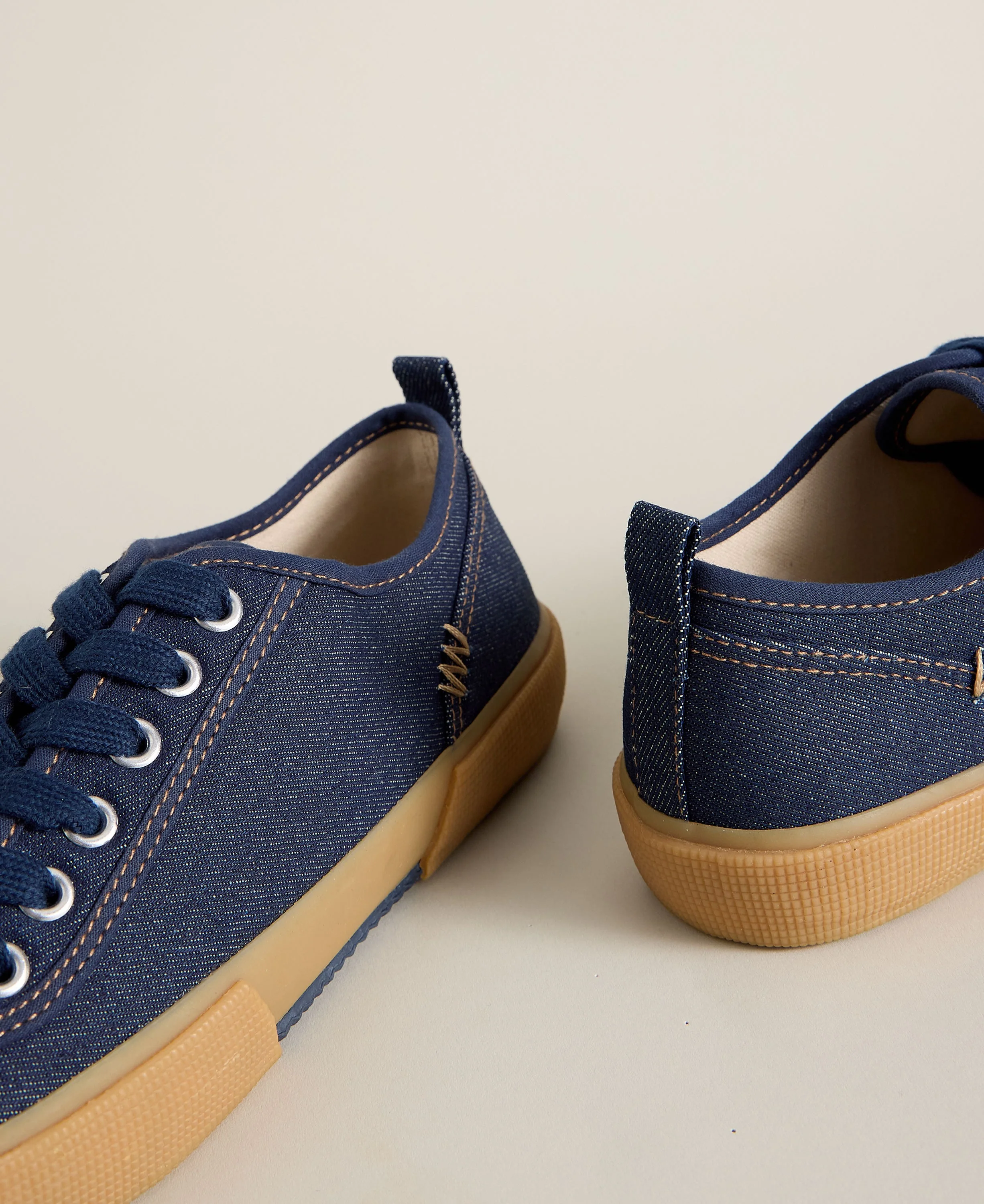 Pippa Canvas Lace Up Trainer - Dark Denim - Image 3