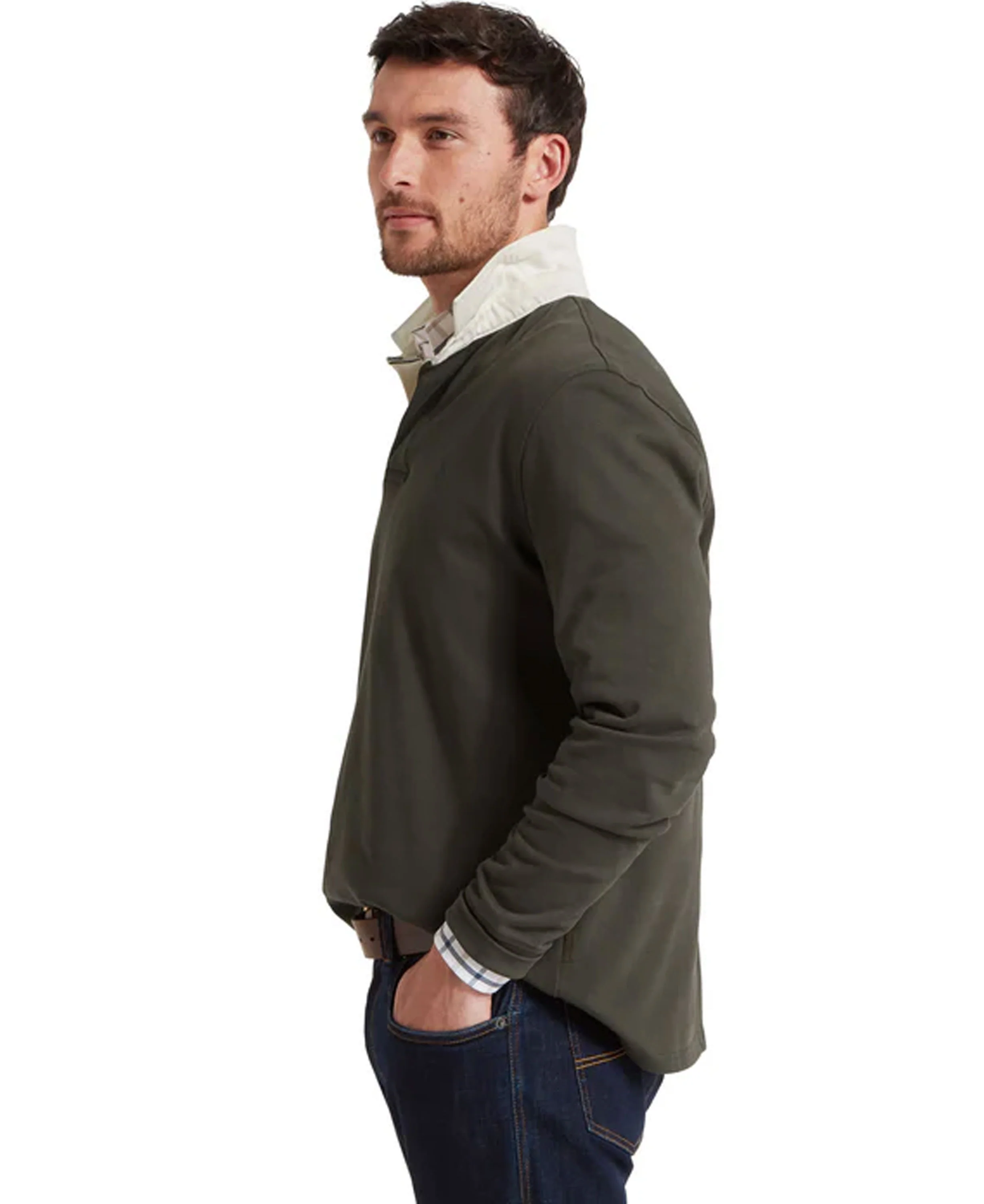 Porthallow Rugby Shirt - Peat Green - Image 5